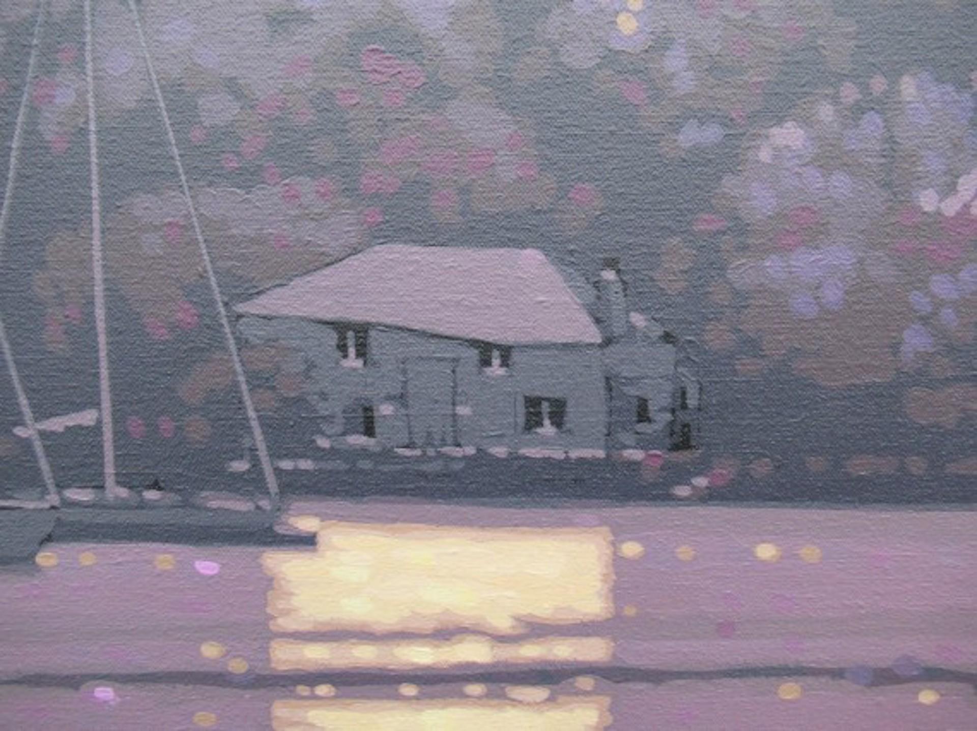 Gordon Hunt, Moonshine - Fowey, Cornovaglia, Arte del paesaggio marino, Arte della Cornovaglia in vendita 1