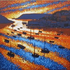 Gordon Hunt, Sunset Sparkles, Affordable Art, Seascape Painting, Art Online