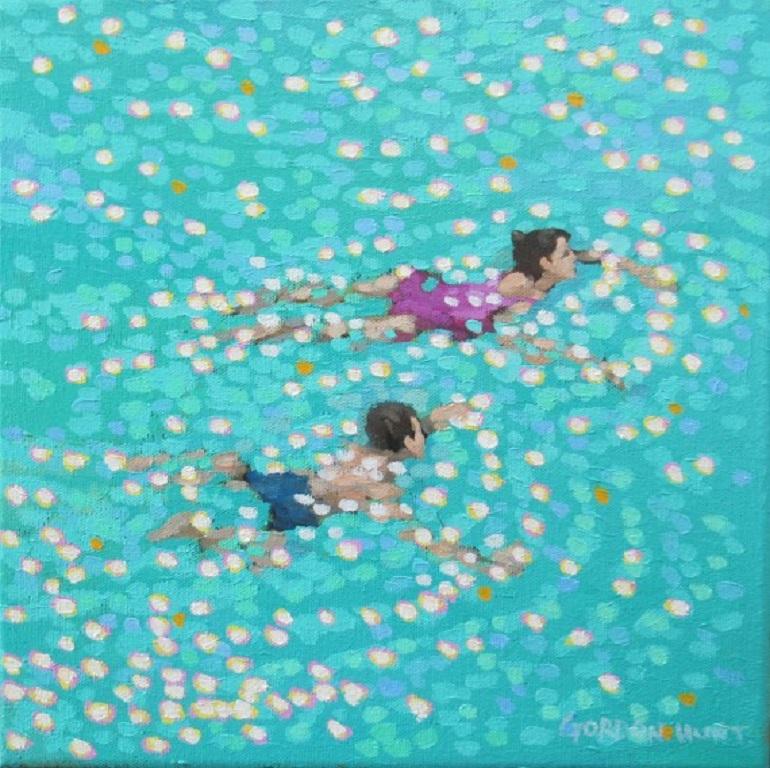 Gordon Hunt, Estudio de natación - Turquesa, Pintura al óleo original de paisaje marino en venta 1