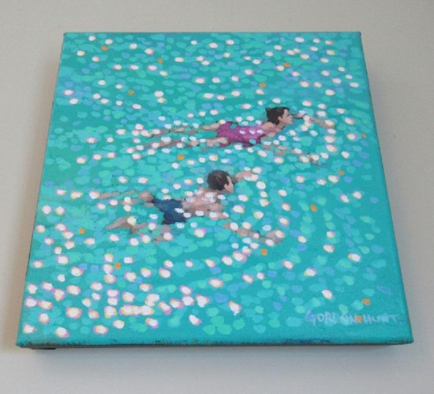 Gordon Hunt, Estudio de natación - Turquesa, Pintura al óleo original de paisaje marino en venta 2