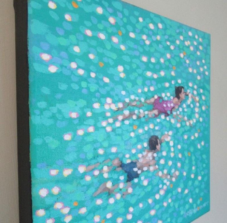 Gordon Hunt, Estudio de natación - Turquesa, Pintura al óleo original de paisaje marino en venta 3
