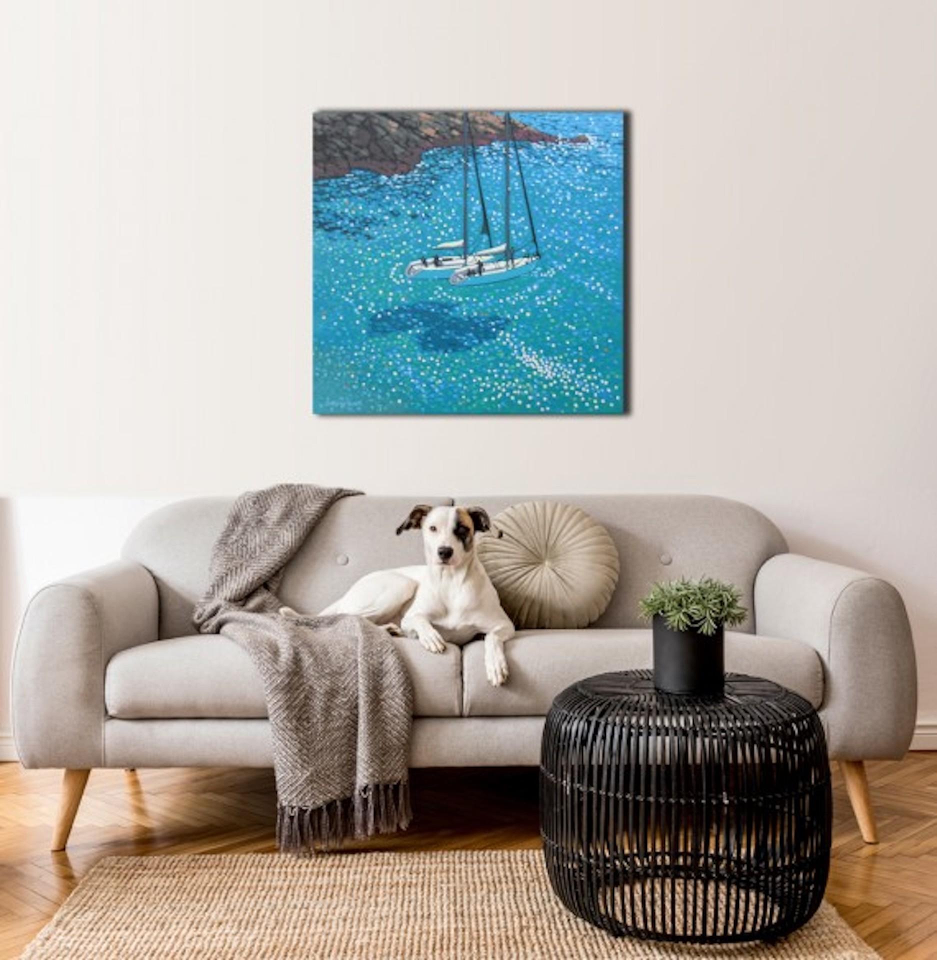Gordon Hunt, Turquoise Cove Rendezvous, Paesaggio marino contemporaneo della Cornovaglia in vendita 6