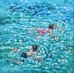 Just Swim, Gordon Hunt, Original abstraktes Gemälde, Meereslandschaft, Kunstwerk, erschwinglich