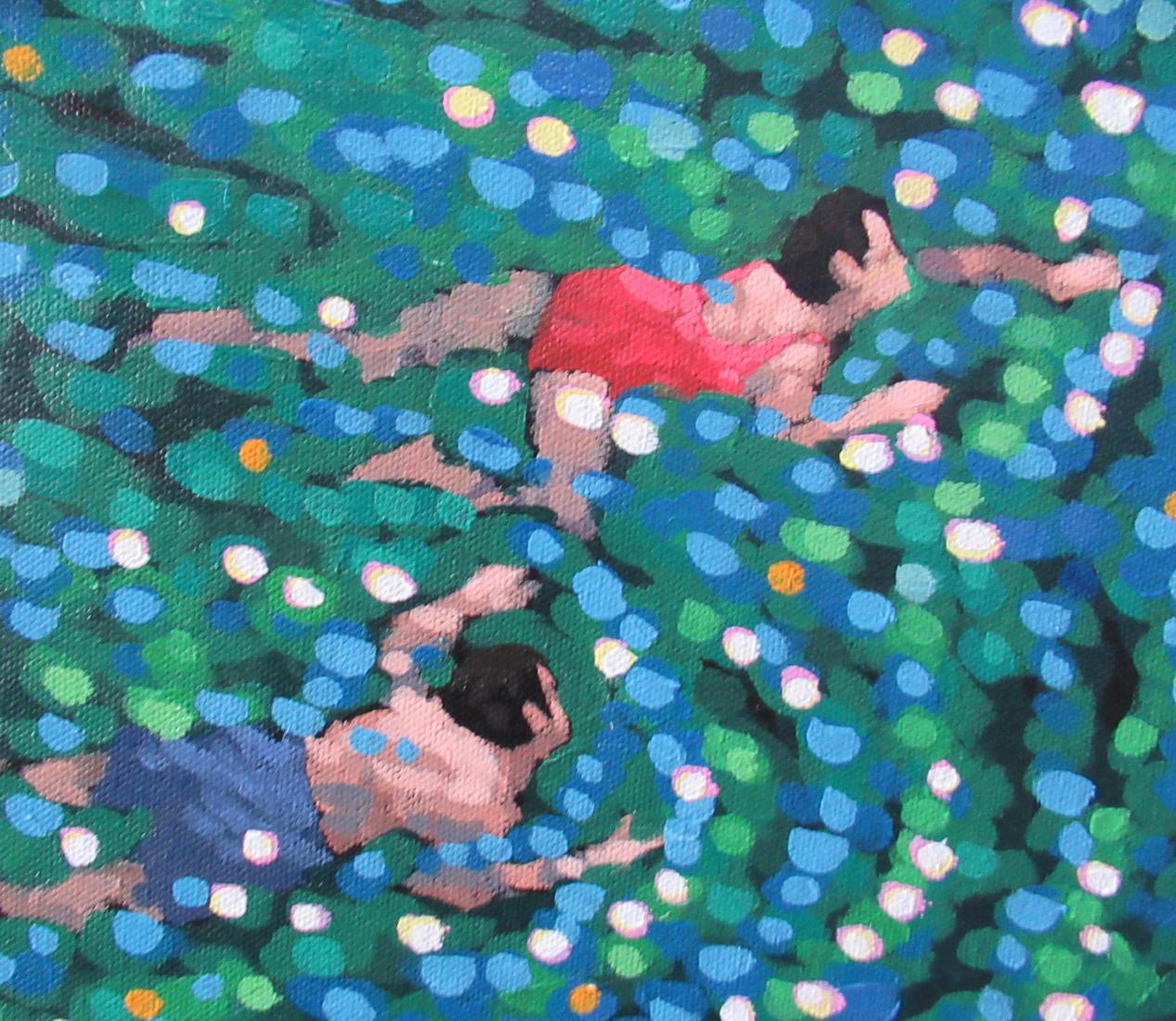Sólo natación V - Landscape Painting Azul de Gordon Hunt