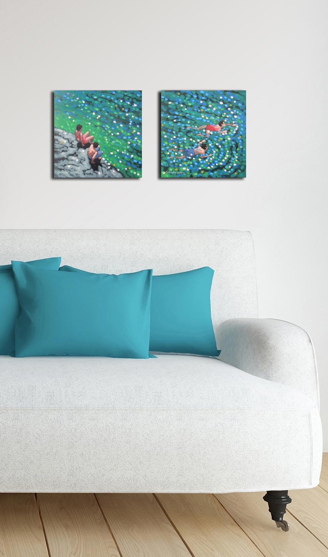 Just Swim V - Blue Landscape Painting by Gordon Hunt