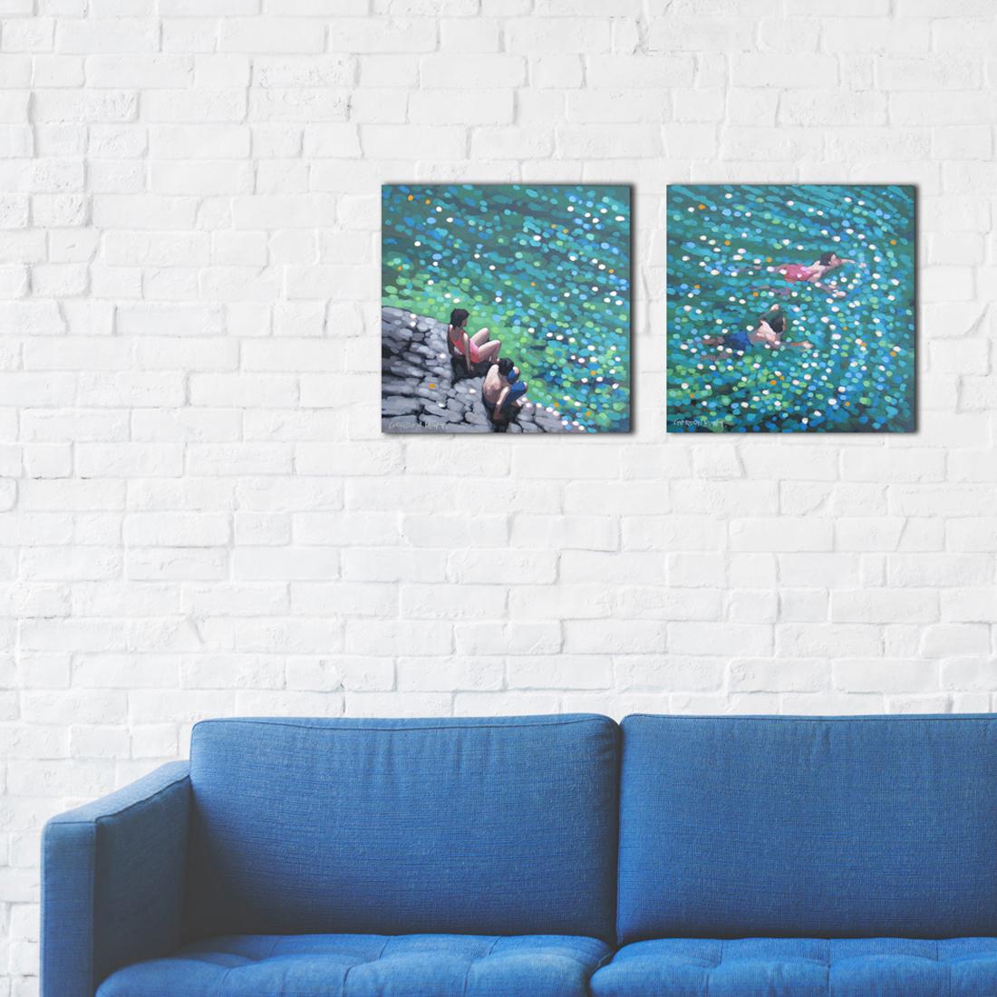Lets go & just swim study - Diptych For Sale 1