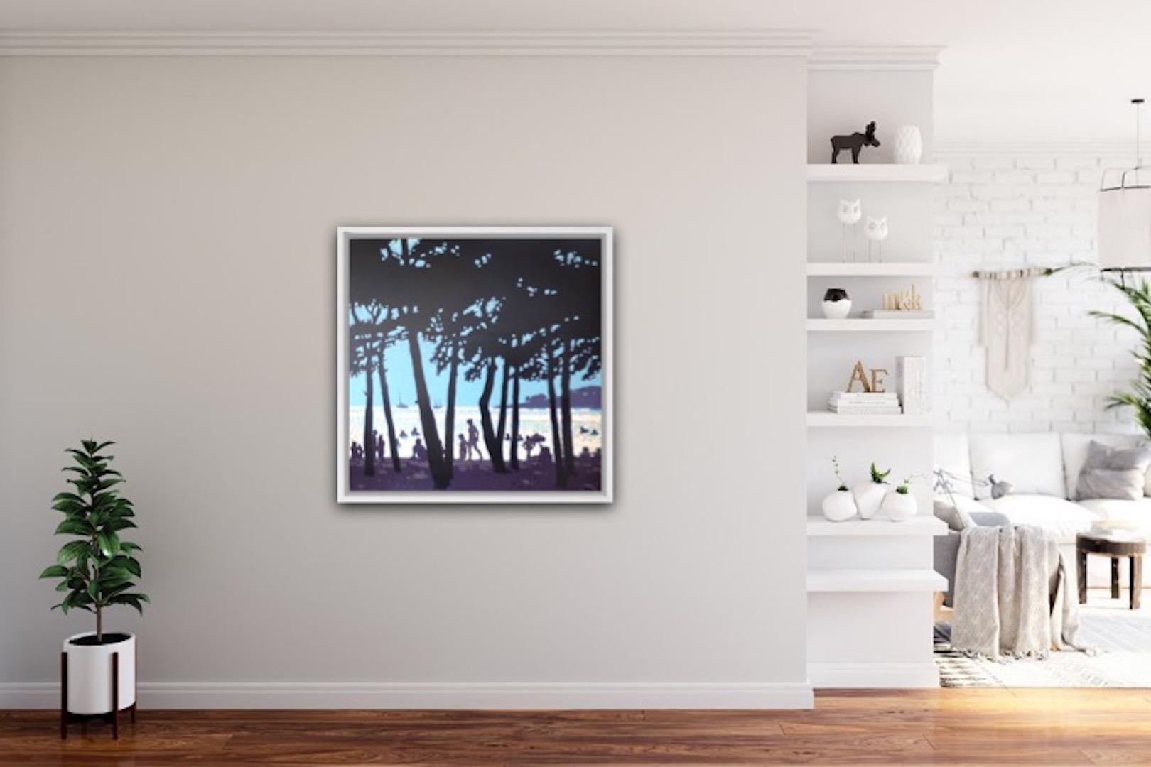 Destellos mediterráneos, pintura de playa de estilo impresionista contemporáneo - Painting Contemporáneo de Gordon Hunt