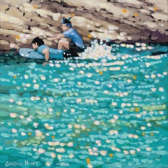 Onto The Rocks, Gordon Hunt, Original Coastal Painting, Figurative Seascape Art