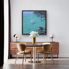 Quiet Cove, Sailing Break, Boat Artwork, Figurative Painting, Swimming Art