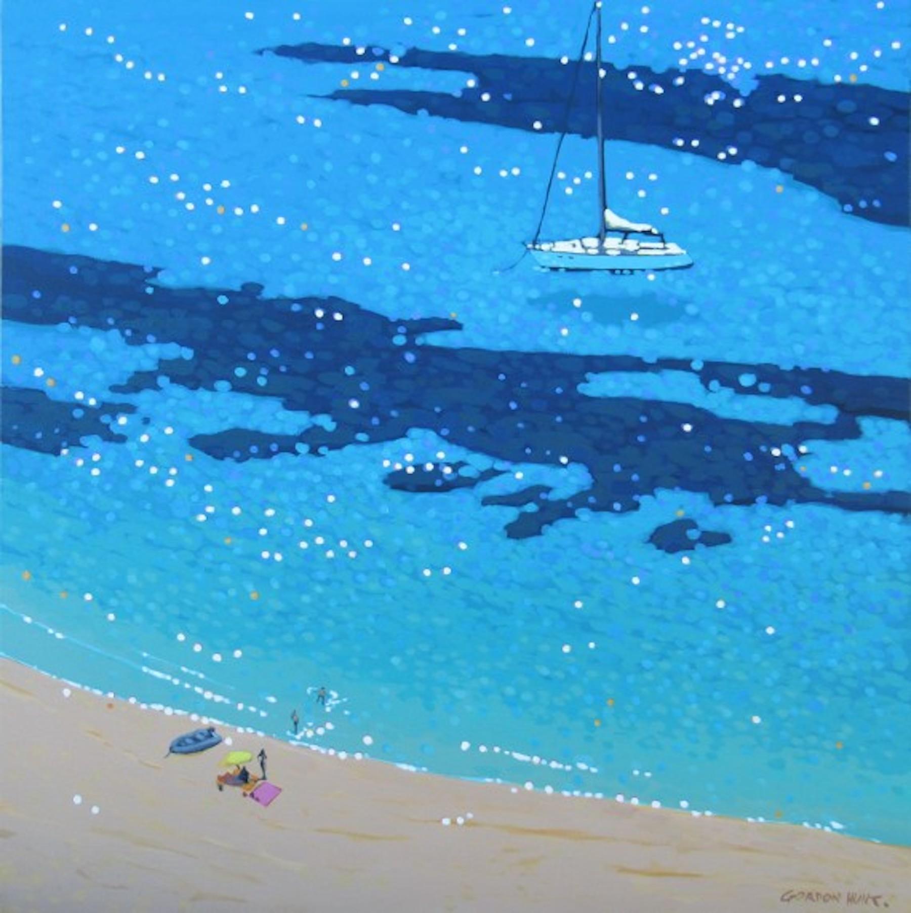 Gordon Hunt Landscape Painting - Sailing Break, Original seascape painting, still-life 