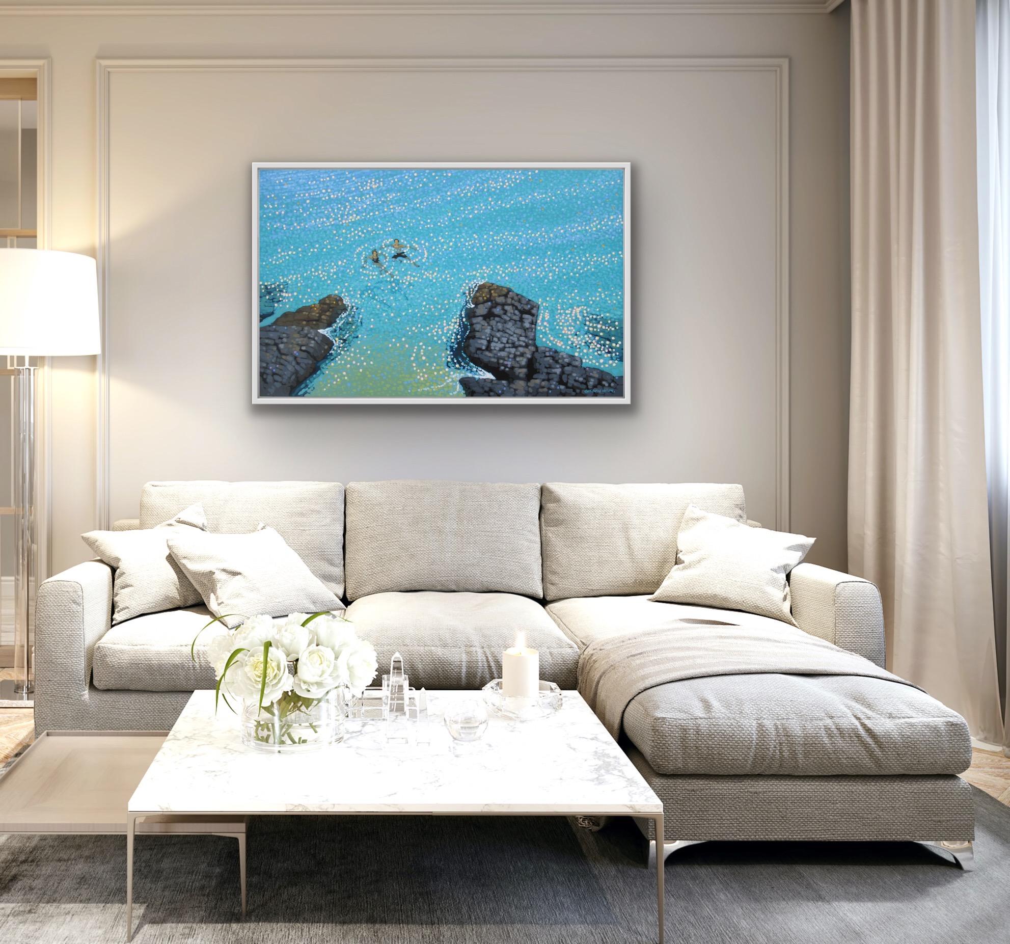 Turquoise Water and Sparkles - Come On In, The Water's Lovely, Cornish Seascape For Sale 2