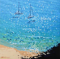 Gordon Hunt, Anchored Up, Impression de paysage marin, Art impressionniste contemporain