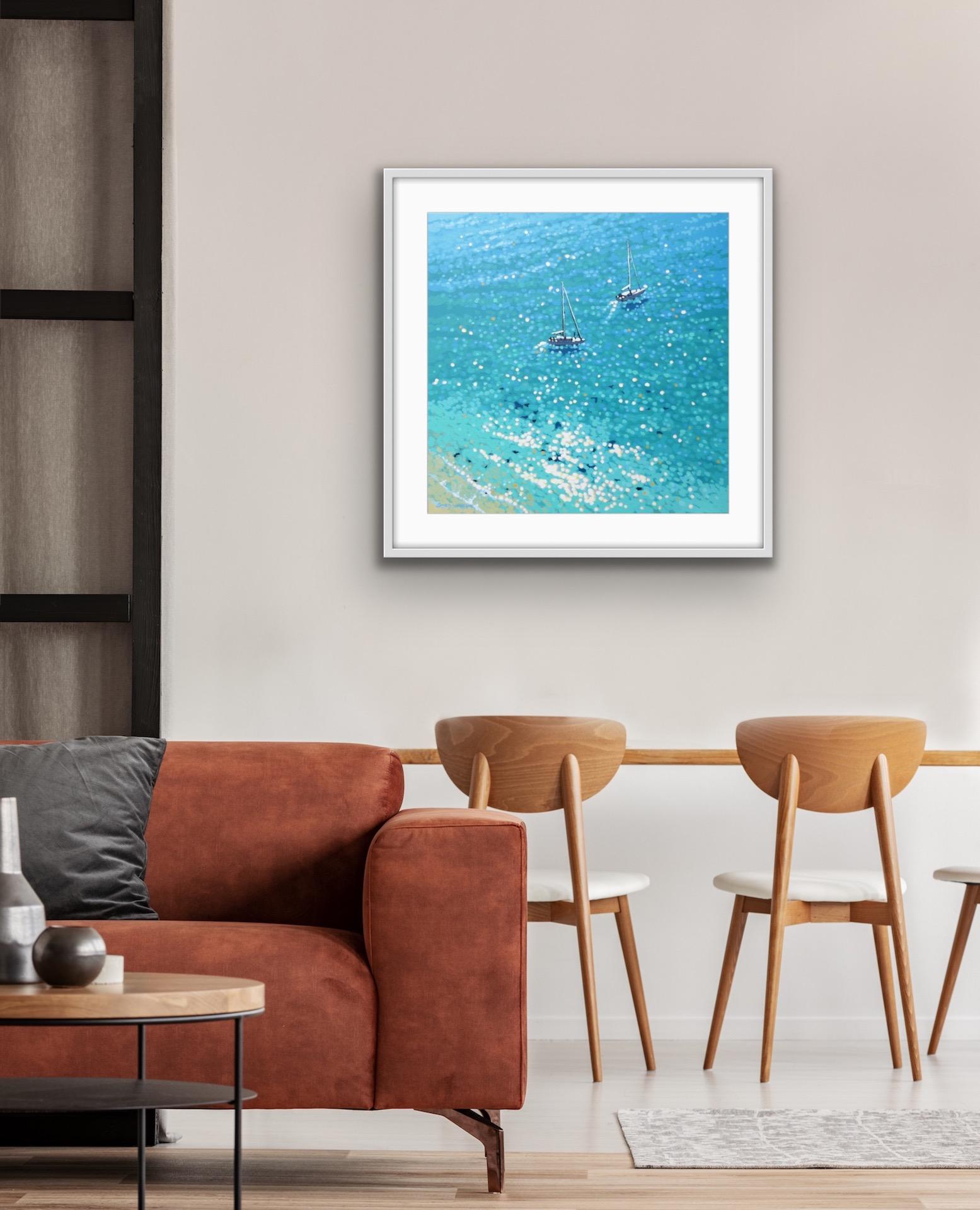 Gordon Hunt, Lantic Lunch, Limited Edition Seascape Print, Bright Art, Blue Art For Sale 7