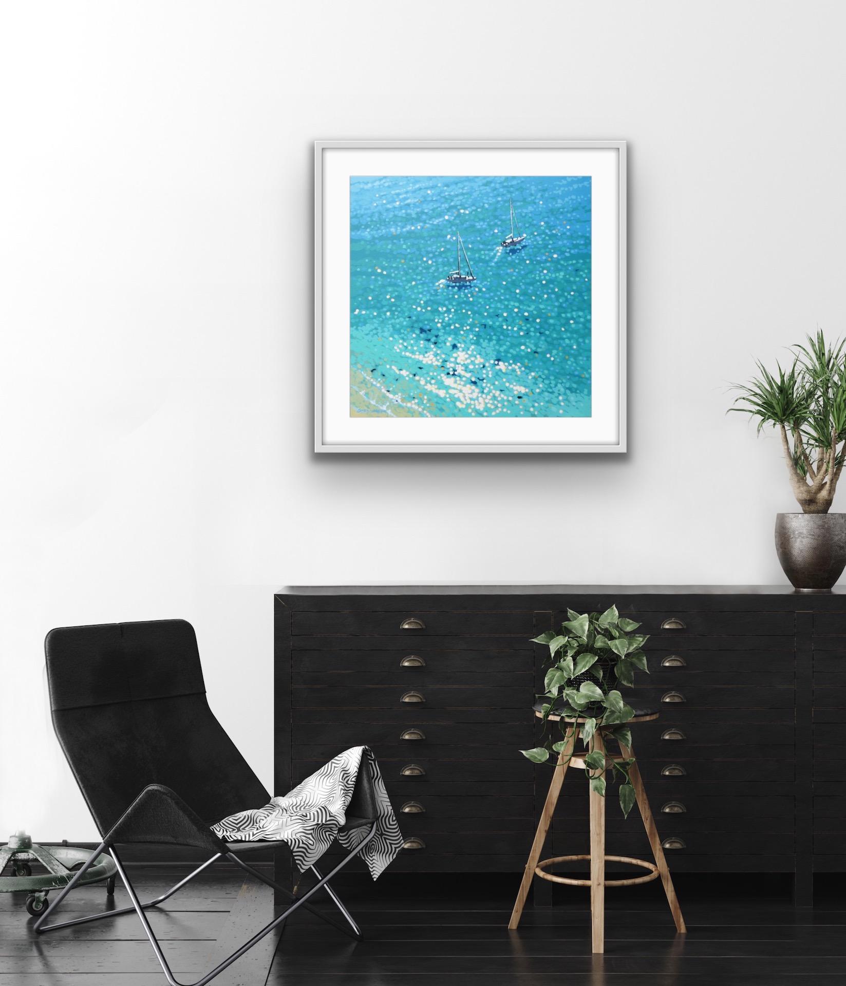 Gordon Hunt, Lantic Lunch, Limited Edition Seascape Print, Bright Art, Blue Art For Sale 8