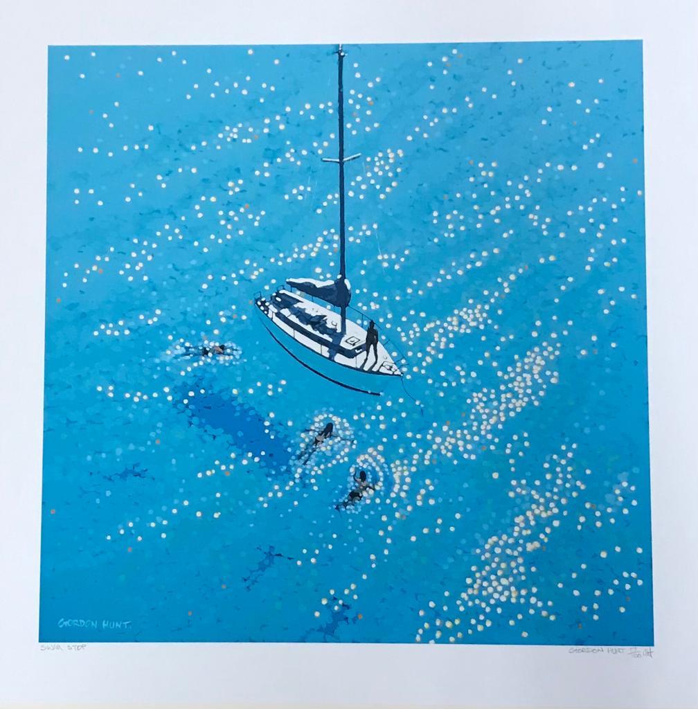 Gordon Hunt, Swim Stop, Sailing Art, Cornwall Art, Impressionist Style Art 3