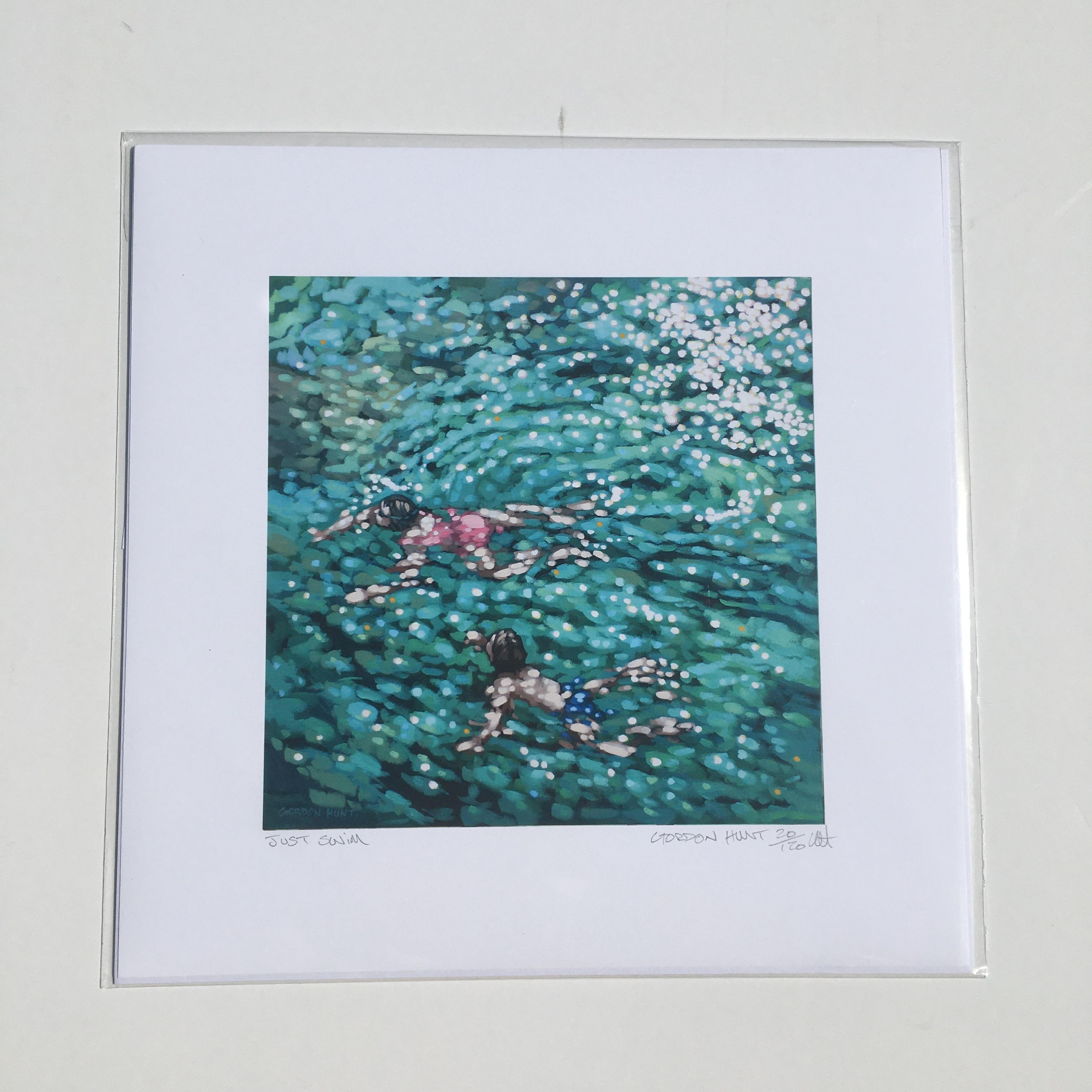 Gordon Hunt
Just swim
Limited Edition Giclee Print
Image Size: H 20cm x W 20cm
Mounted Size: H 25cm x W 25cm x D 0.5cm
Sold Unframed
Signed and Numbered
Please note that insitu images are purely an indication of how a piece may look.

Just Swim is a