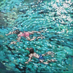 Just Swim, Gordon Hunt, Limited Edition Print, Blue Art, Swimming Art, Seascape