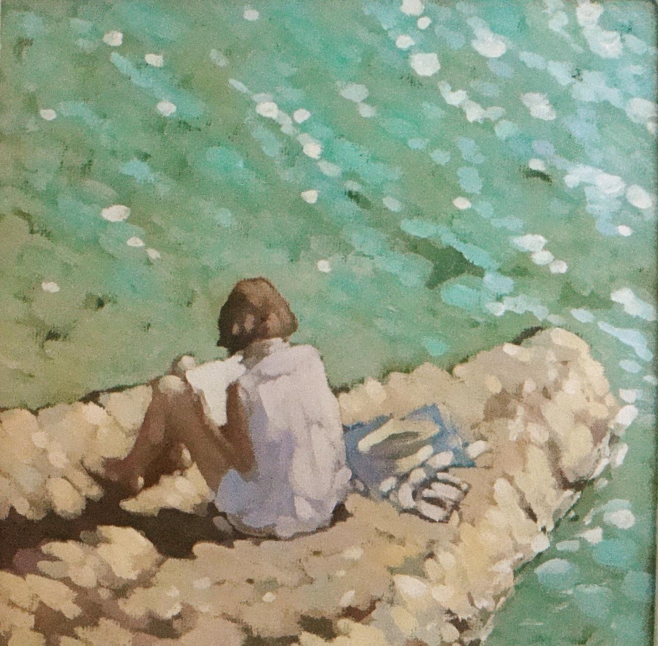 Patience et une courtepointe de lecture - Contemporain Print par Gordon Hunt