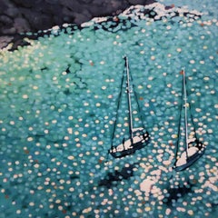 Turquoise Bay, Gordon Hunt, Limited Edition Print, Boating Art, Art of Cornwall 