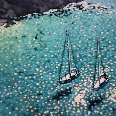 Turquoise Bay, Gordon Hunt, Limited Edition Print, Boating Art, Art of Cornwall