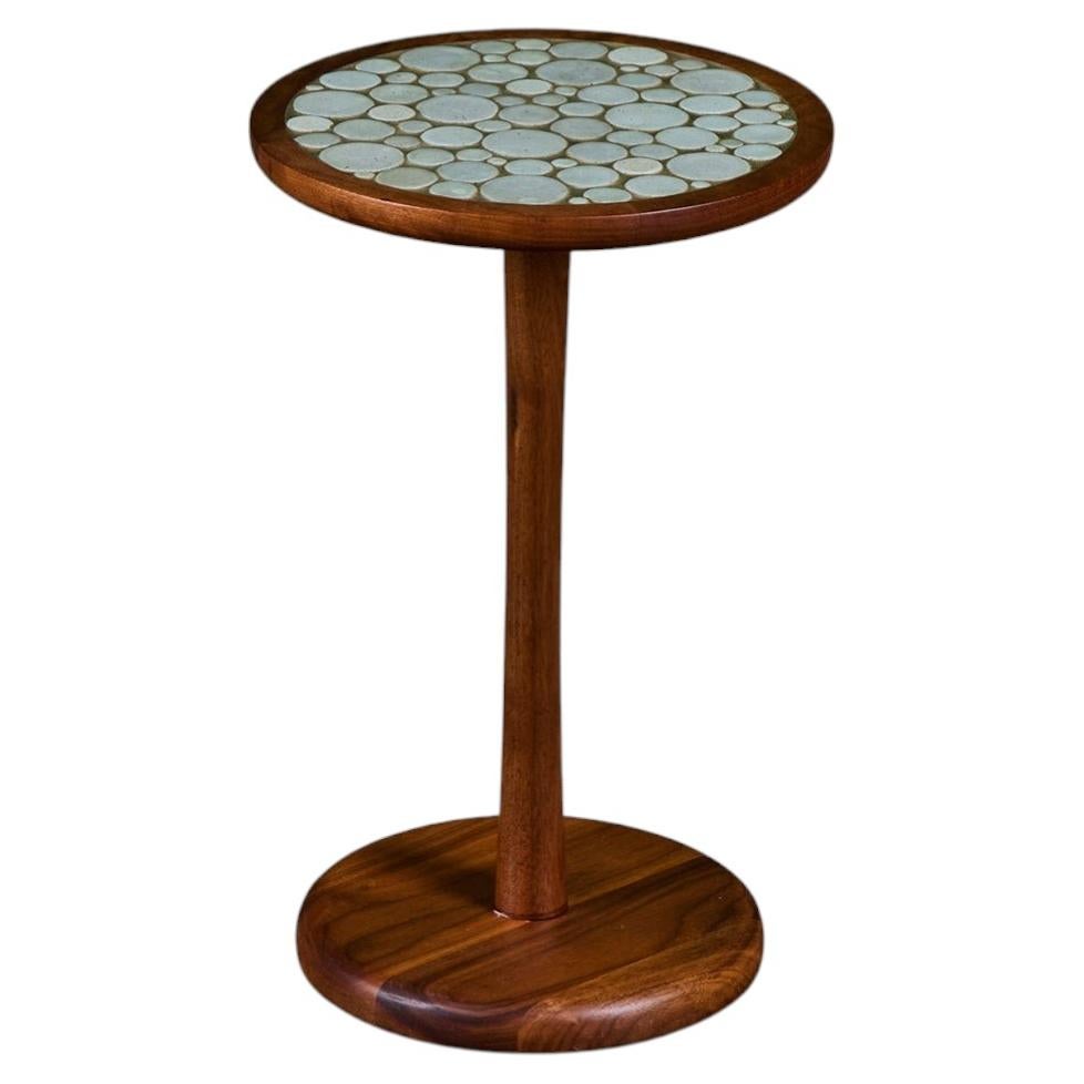 Gordon & Jane Martz Round Side Table 18" with Mosaic Tile Top, Walnut Base