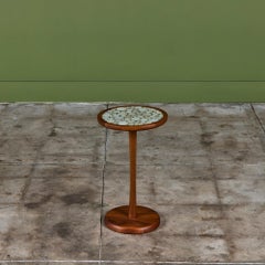 Gordon & Jane Martz Round Side Table 19" with Mosaic Tile Top, Walnut Base