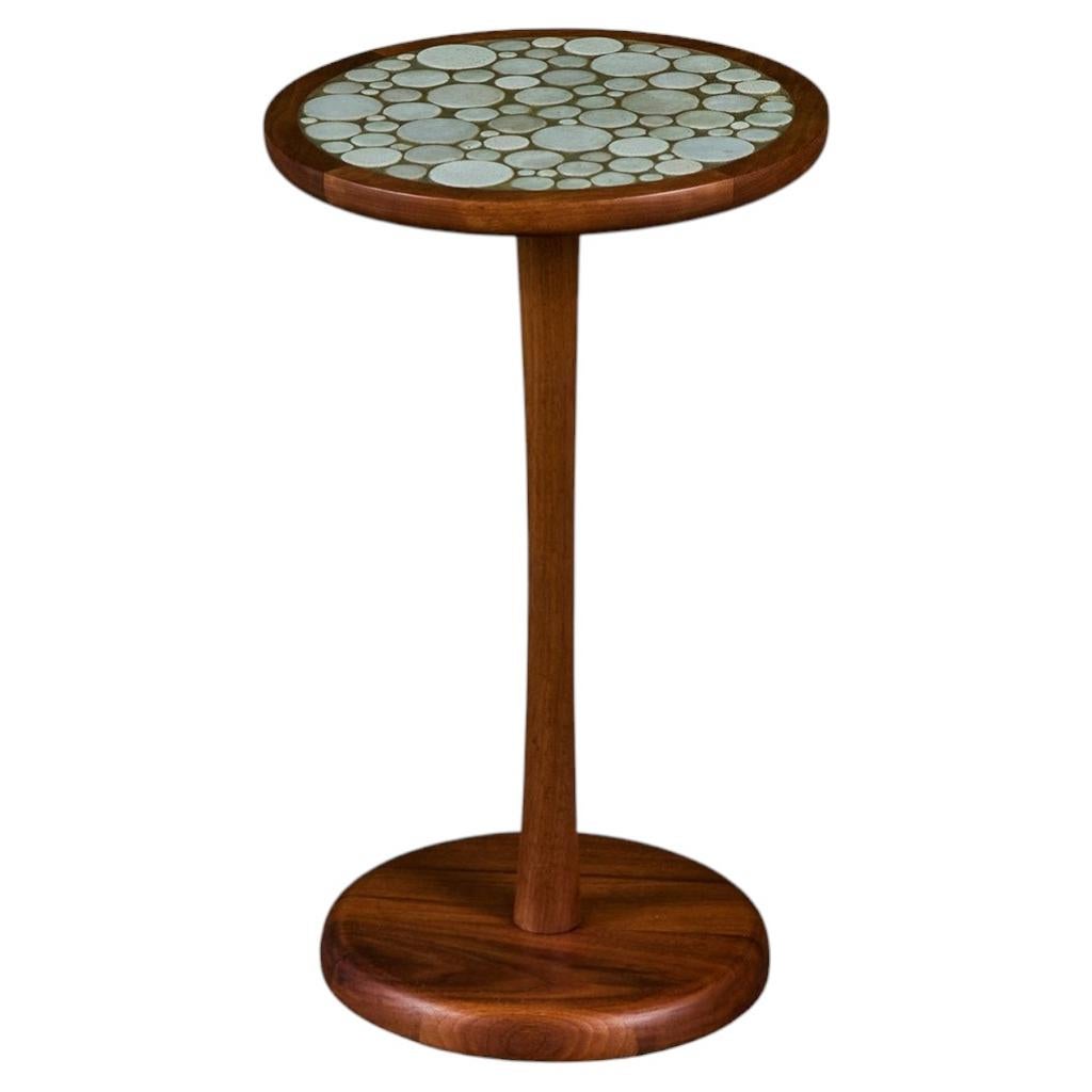 Gordon & Jane Martz Round Side Table 19" with Mosaic Tile Top, Walnut Base
