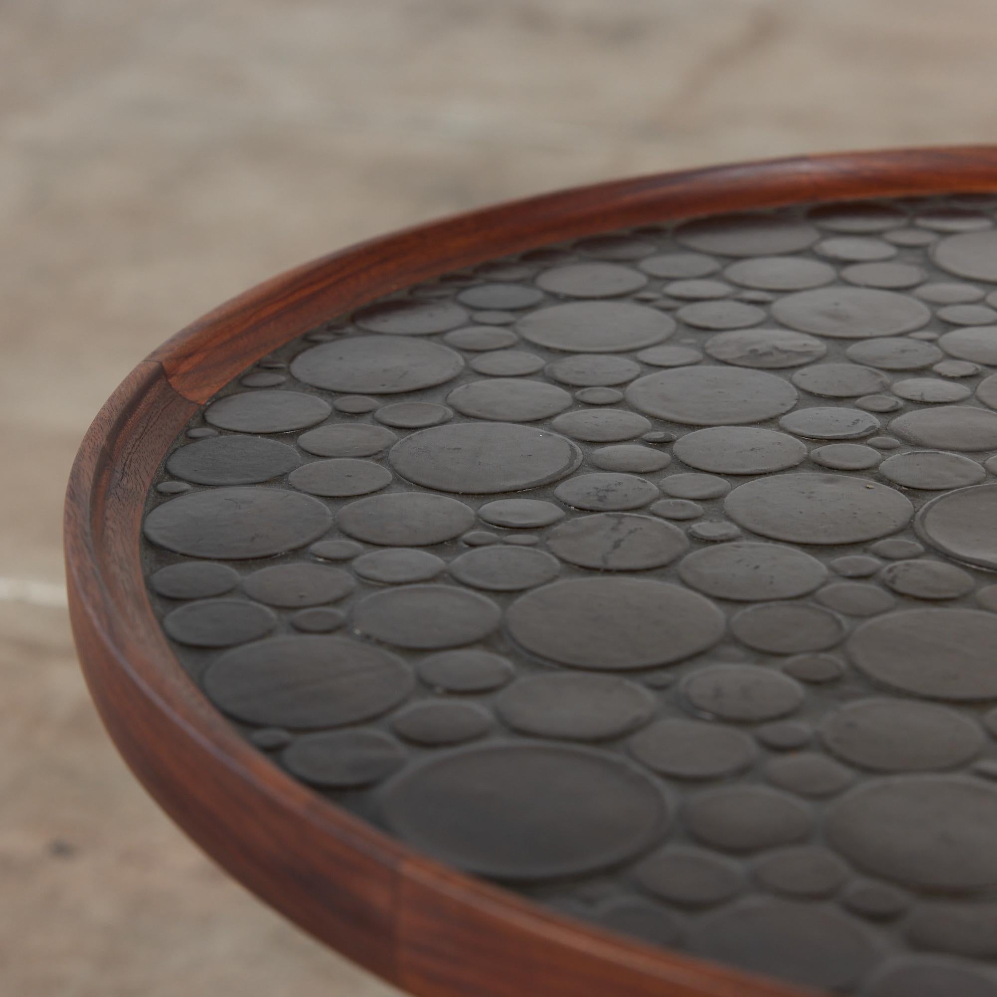 Ceramic Gordon & Jane Martz Black Coin Tile Mosaic Side Table