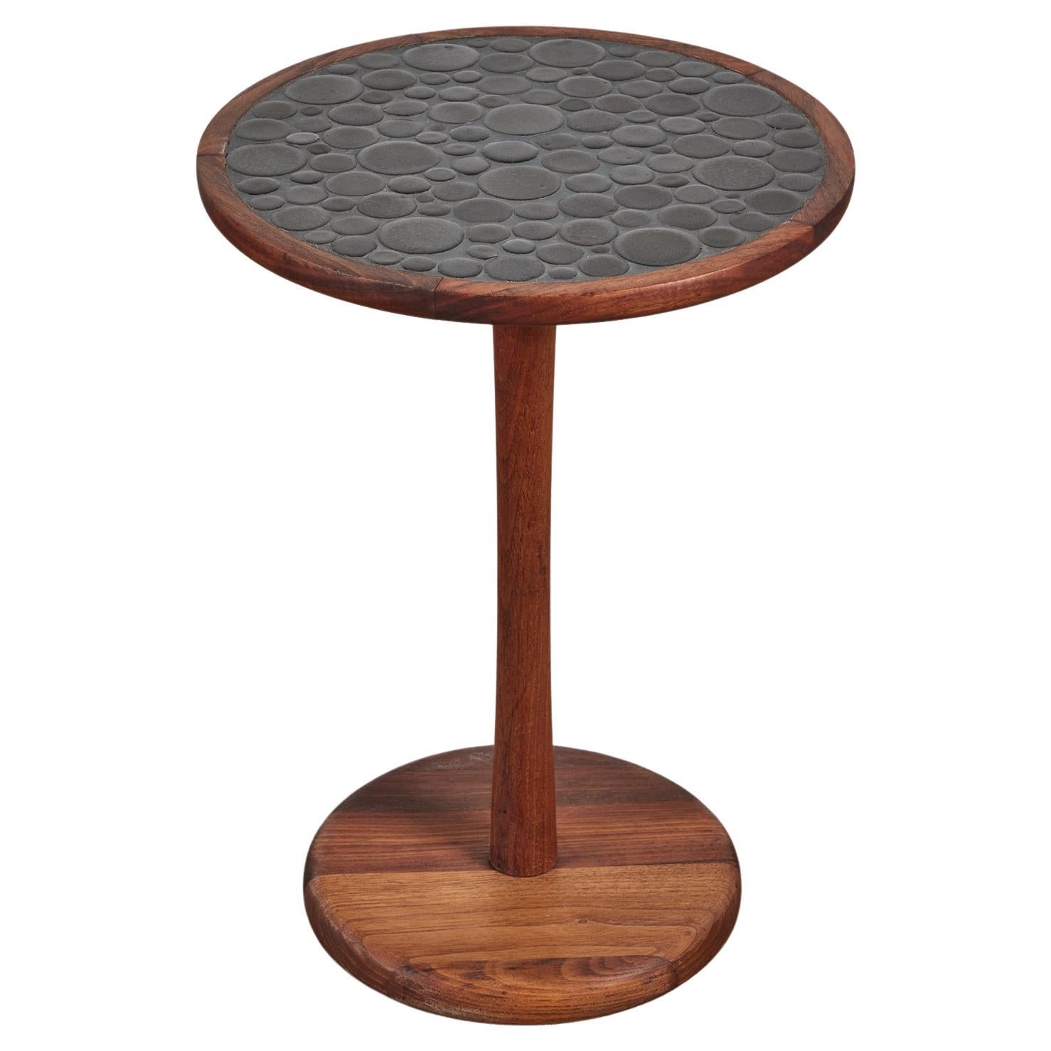 Gordon & Jane Martz Black Coin Tile Mosaic Side Table