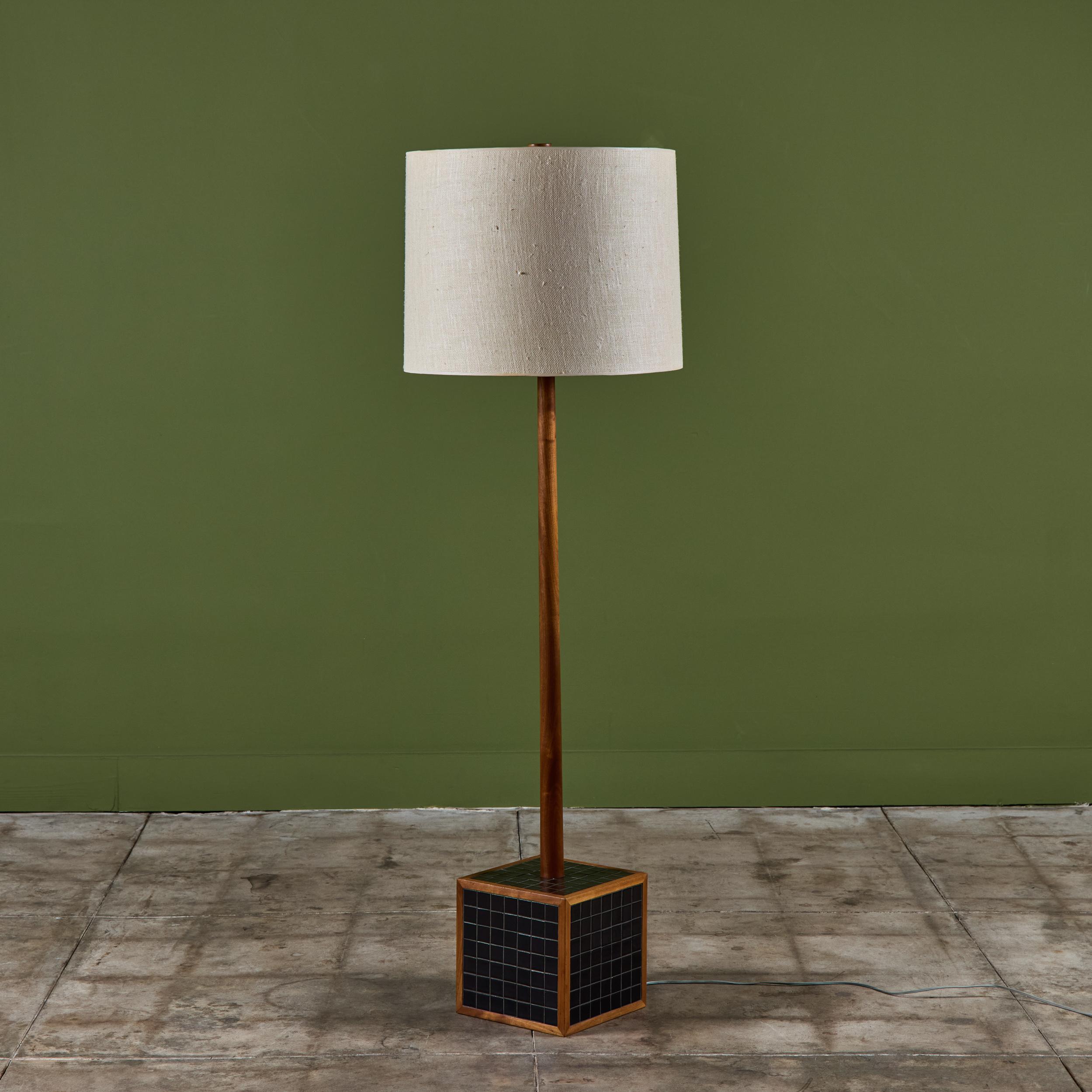 Gordon & Jane Martz Block Floor Lamp with Black Tile Inlay for Marshall Studios For Sale 3