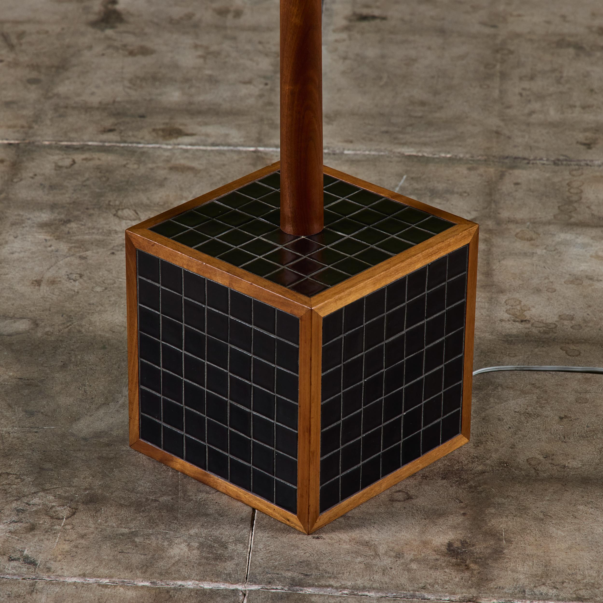Mid-Century Modern Gordon & Jane Martz Block Floor Lamp with Black Tile Inlay for Marshall Studios For Sale