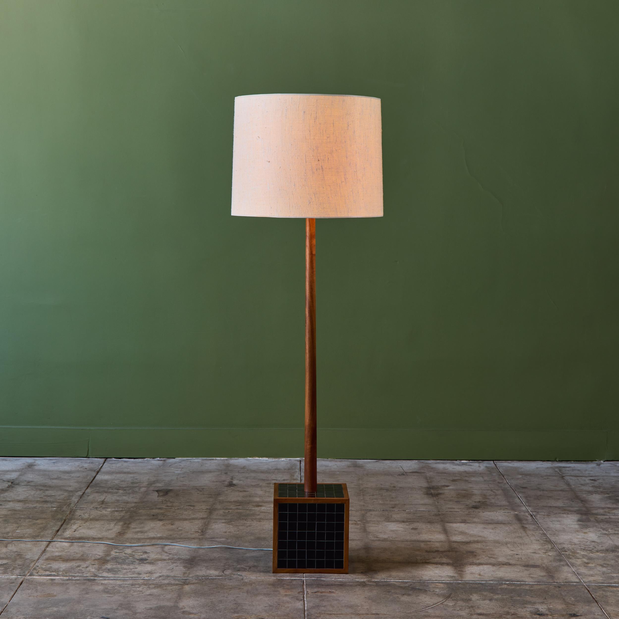 American Gordon & Jane Martz Block Floor Lamp with Black Tile Inlay for Marshall Studios For Sale