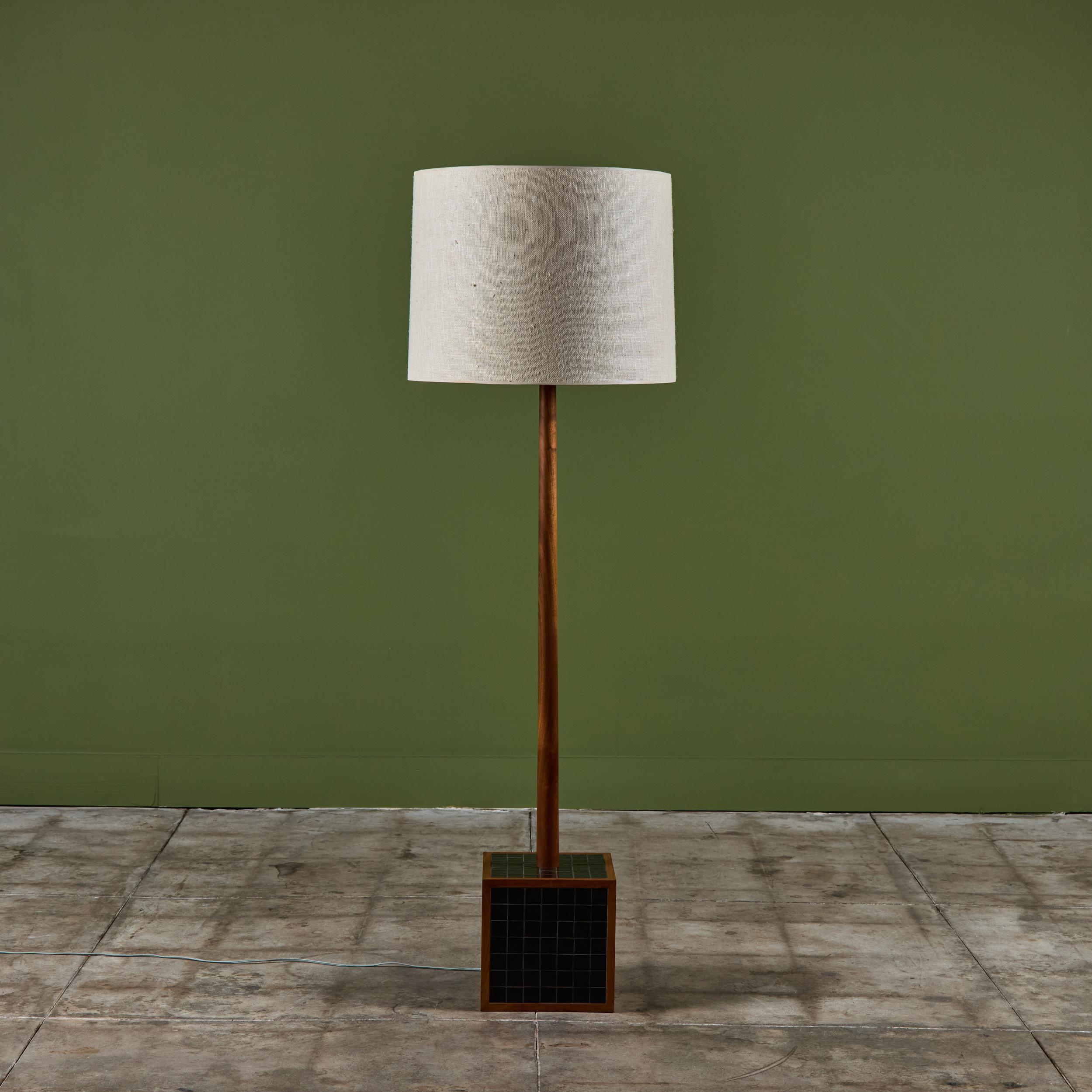 Gordon & Jane Martz Block Floor Lamp with Black Tile Inlay for Marshall Studios In Good Condition For Sale In Los Angeles, CA