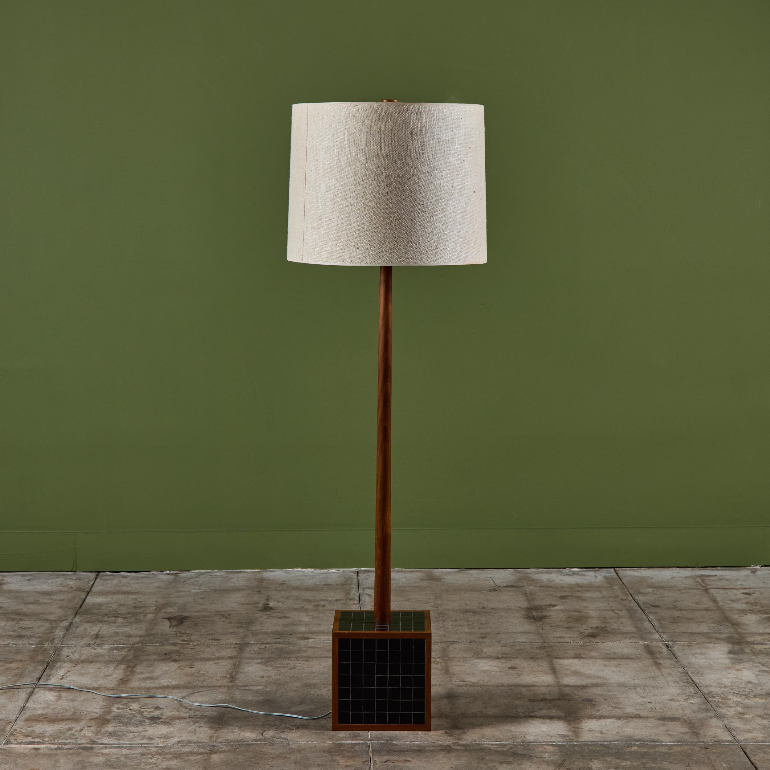 20th Century Gordon & Jane Martz Block Floor Lamp with Black Tile Inlay for Marshall Studios For Sale