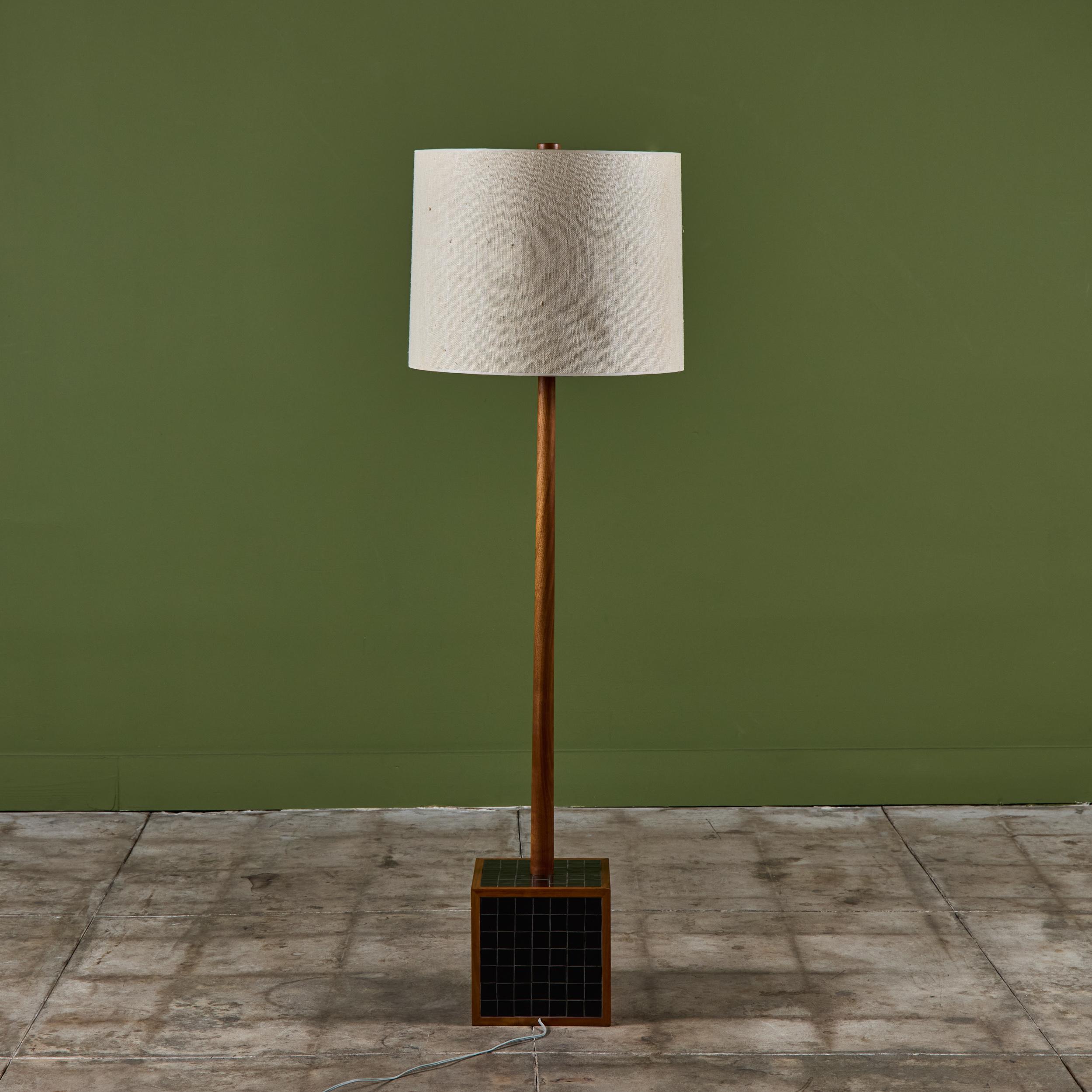 Gordon & Jane Martz Block Floor Lamp with Black Tile Inlay for Marshall Studios For Sale 1