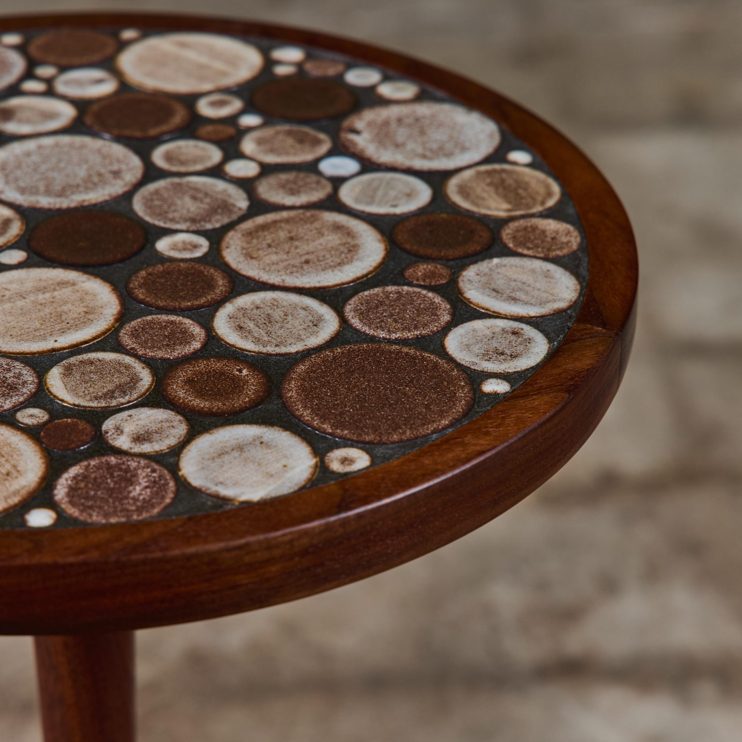 Gordon & Jane Martz Brown Speckle Glazed Mosaic Tile Drink Table For Sale 3