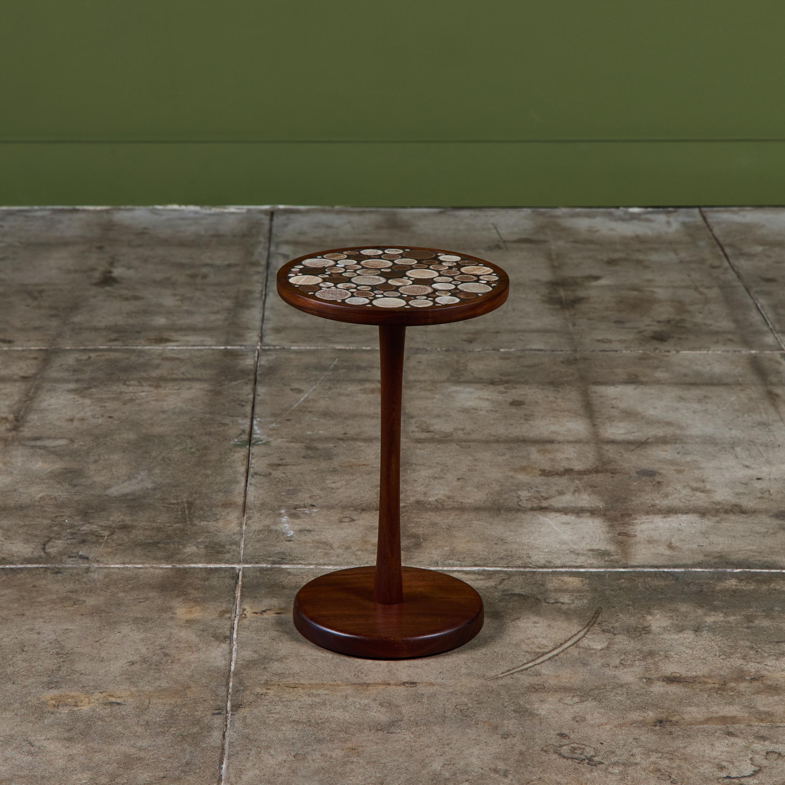 American Gordon & Jane Martz Brown Speckle Glazed Mosaic Tile Drink Table For Sale