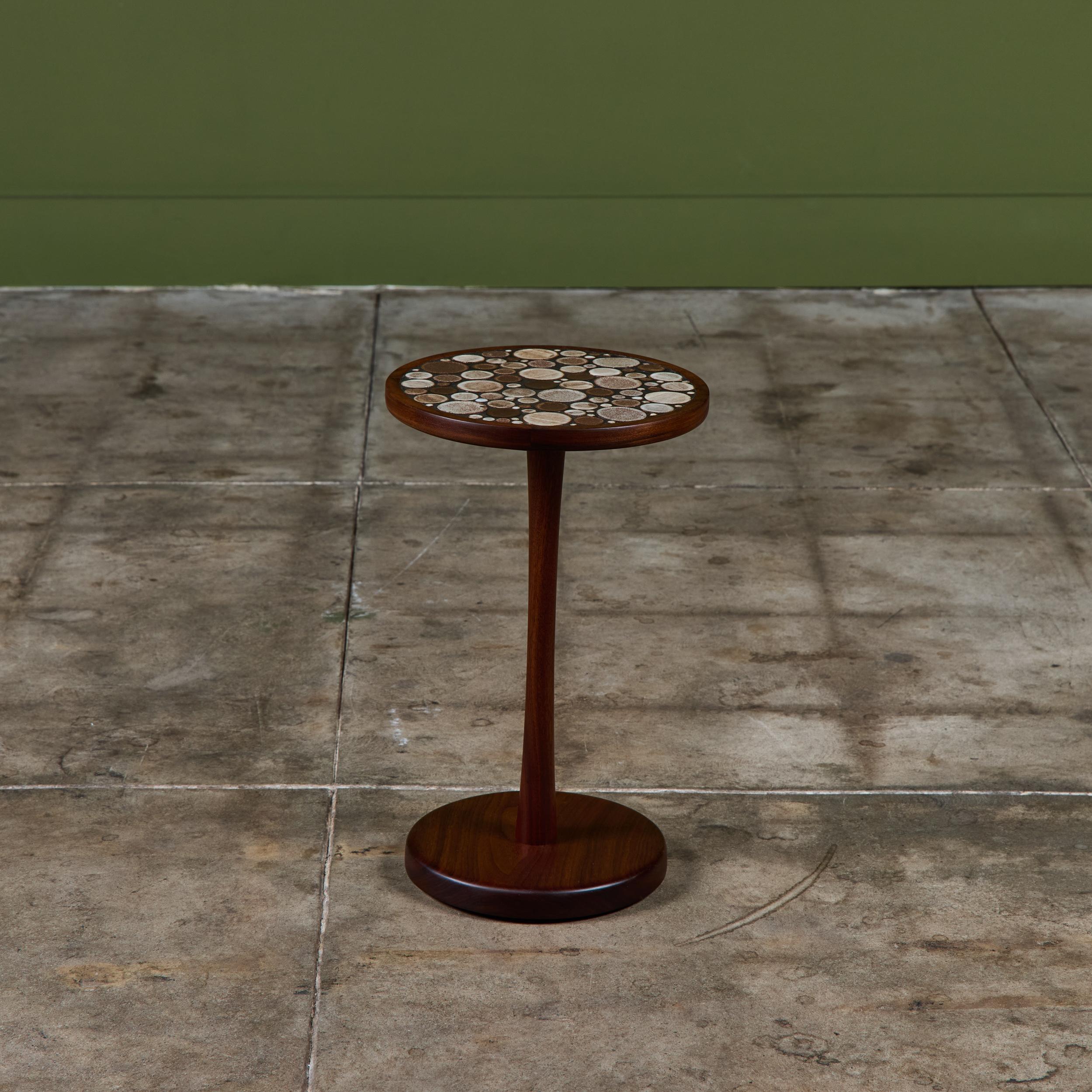 Gordon & Jane Martz Brown Speckle Glazed Mosaic Tile Drink Table In Good Condition For Sale In Los Angeles, CA