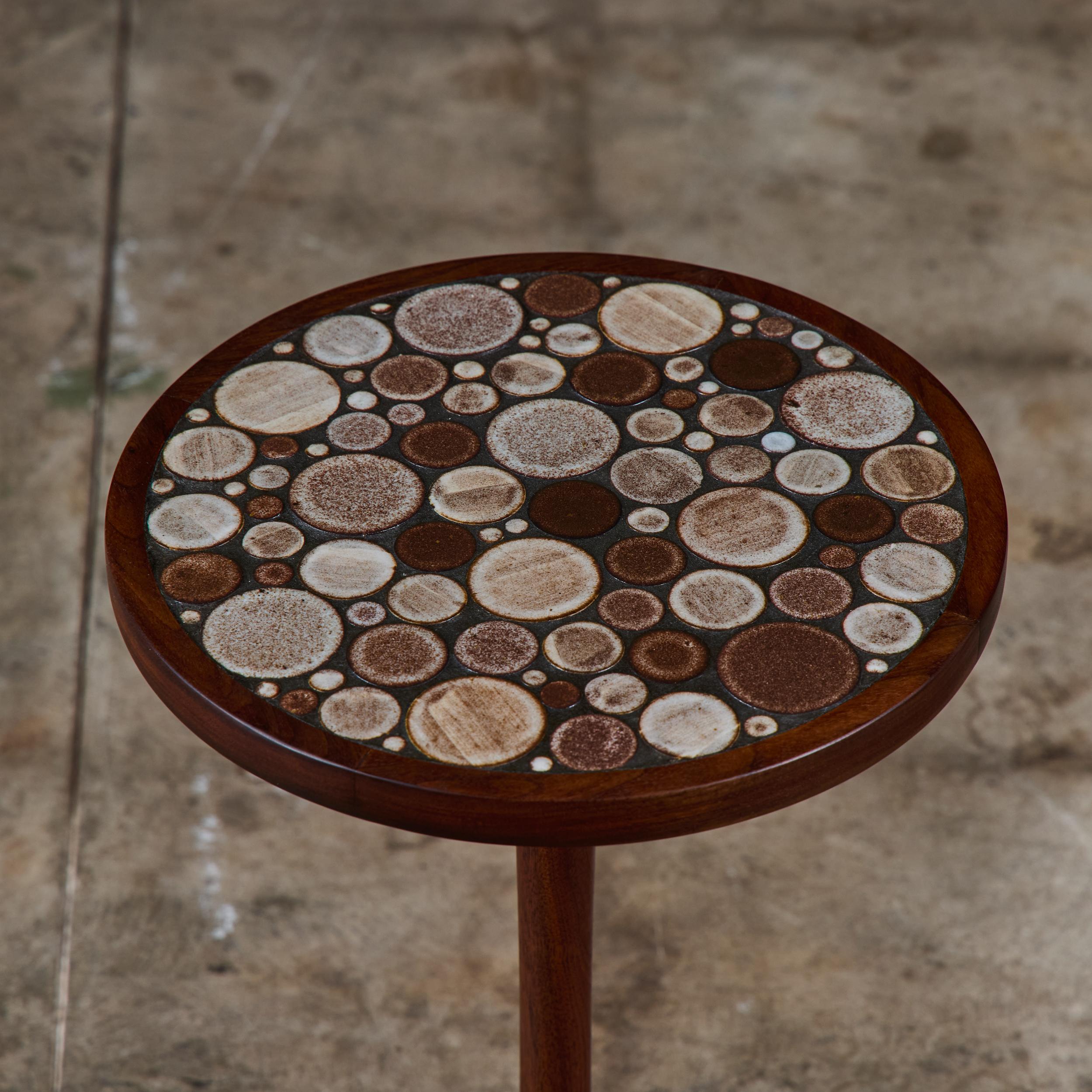Gordon & Jane Martz Brown Speckle Glazed Mosaic Tile Drink Table For Sale 1