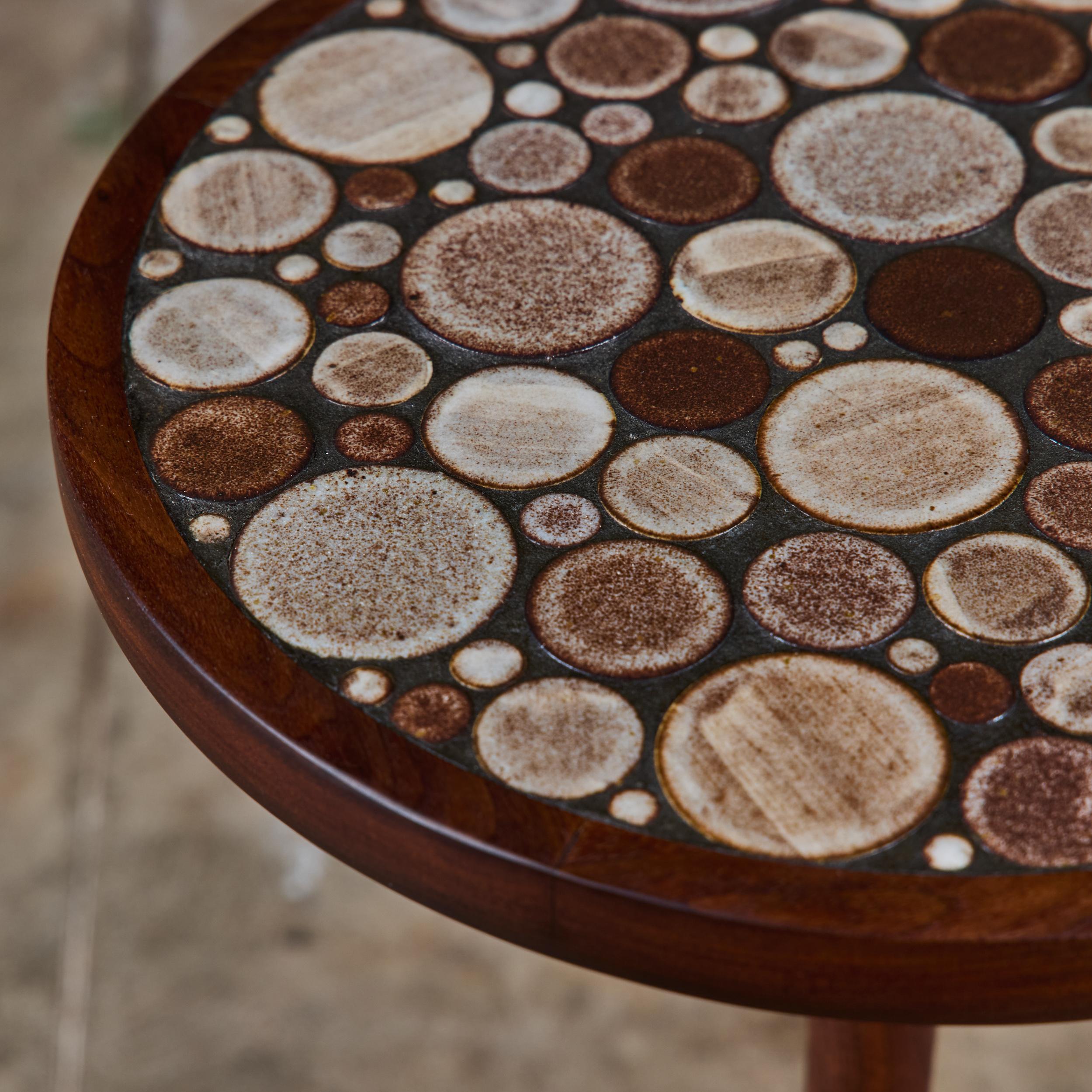 Gordon & Jane Martz Brown Speckle Glazed Mosaic Tile Drink Table For Sale 2