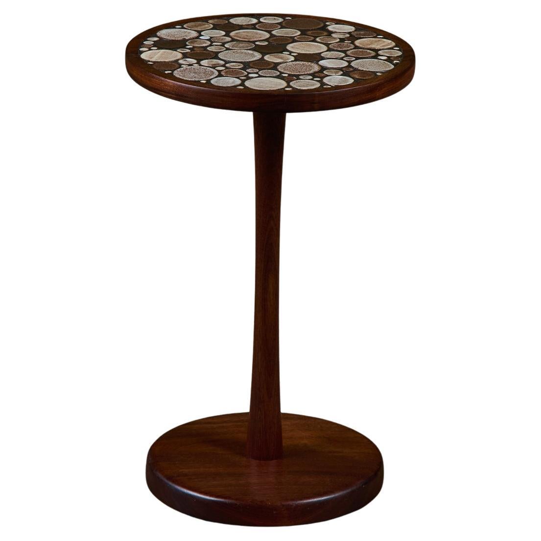 Gordon & Jane Martz Brown Speckle Glazed Mosaic Tile Drink Table For Sale