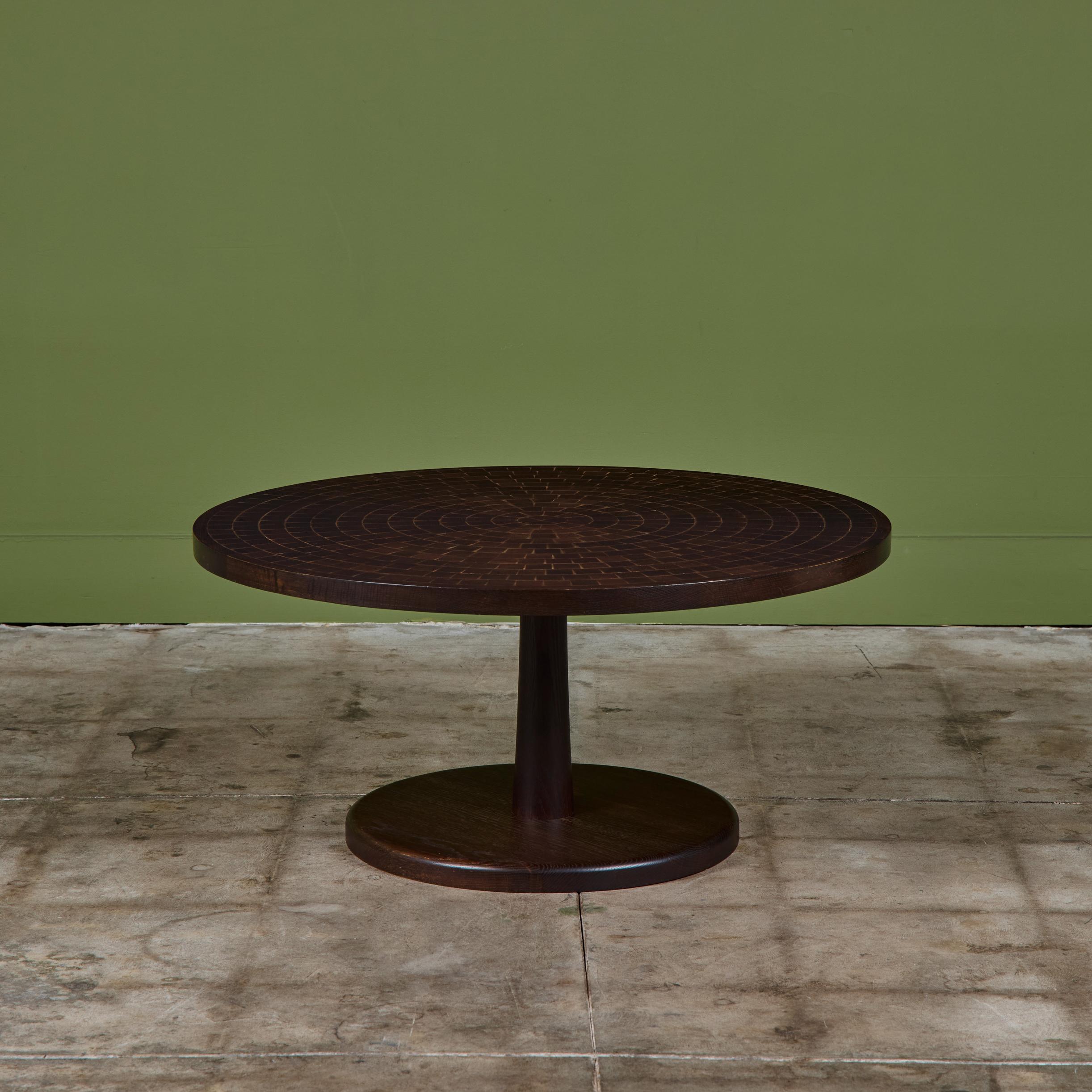 American Gordon & Jane Martz Coffee Table with Walnut Mosaic Inlay For Sale