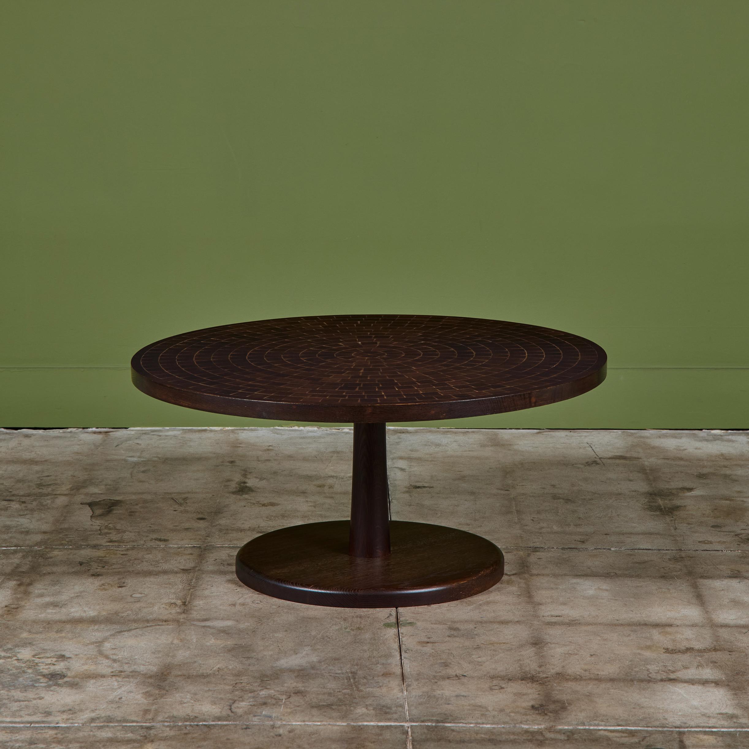Gordon & Jane Martz Coffee Table with Walnut Mosaic Inlay In Good Condition For Sale In Los Angeles, CA