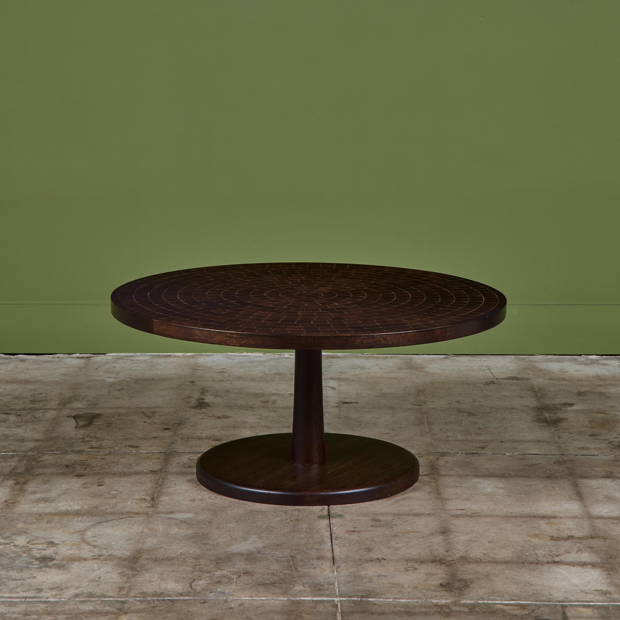20th Century Gordon & Jane Martz Coffee Table with Walnut Mosaic Inlay For Sale