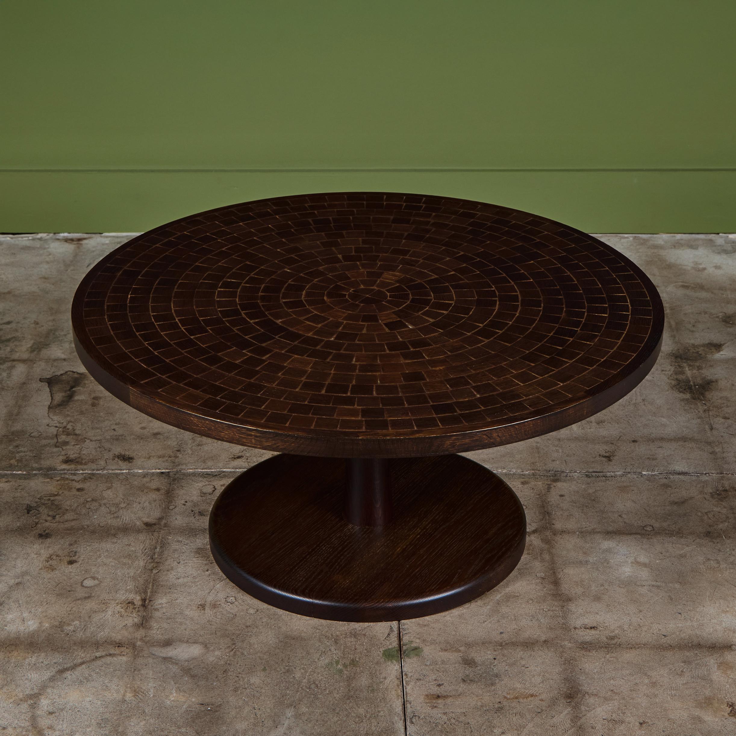 Gordon & Jane Martz Coffee Table with Walnut Mosaic Inlay For Sale 1