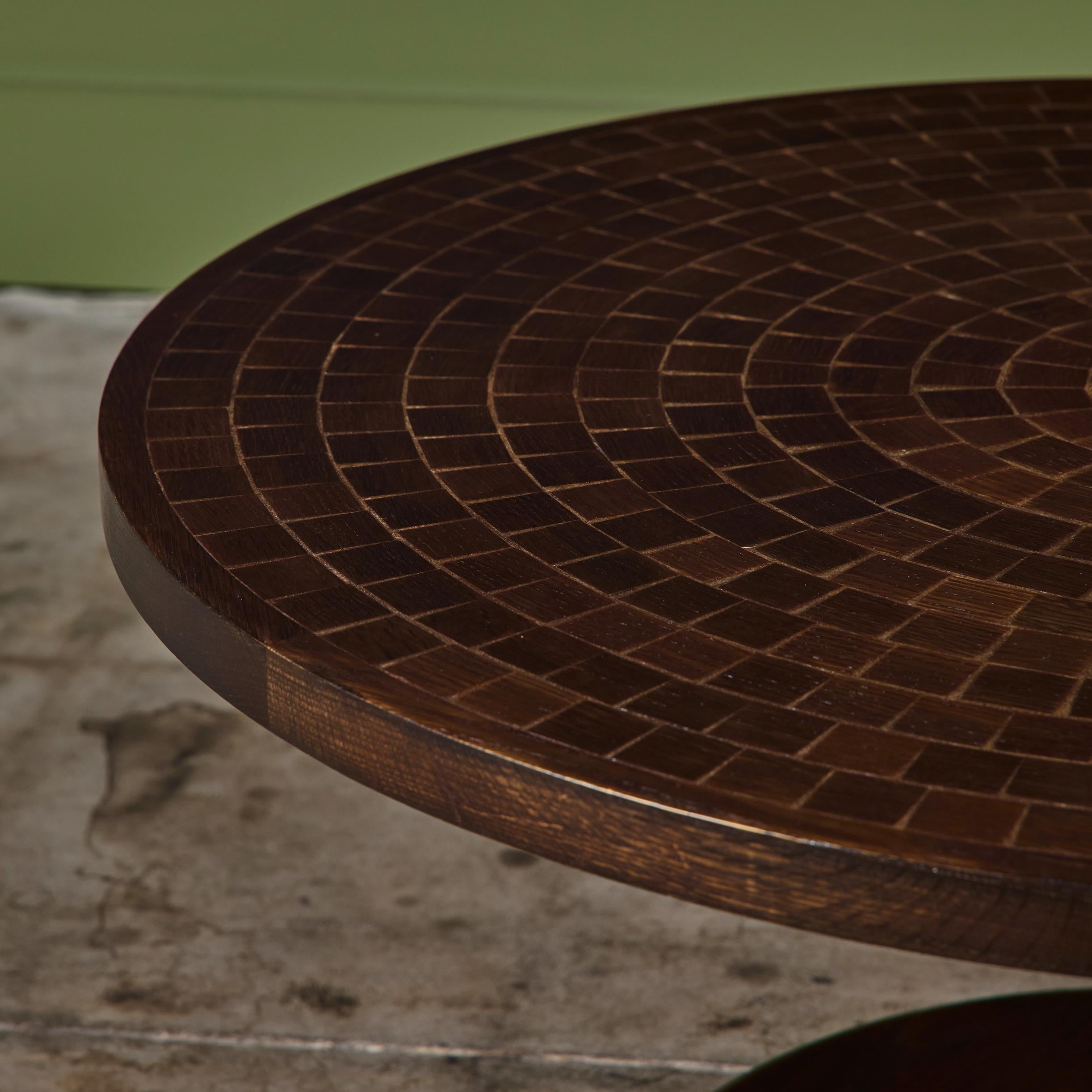 Gordon & Jane Martz Coffee Table with Walnut Mosaic Inlay For Sale 2