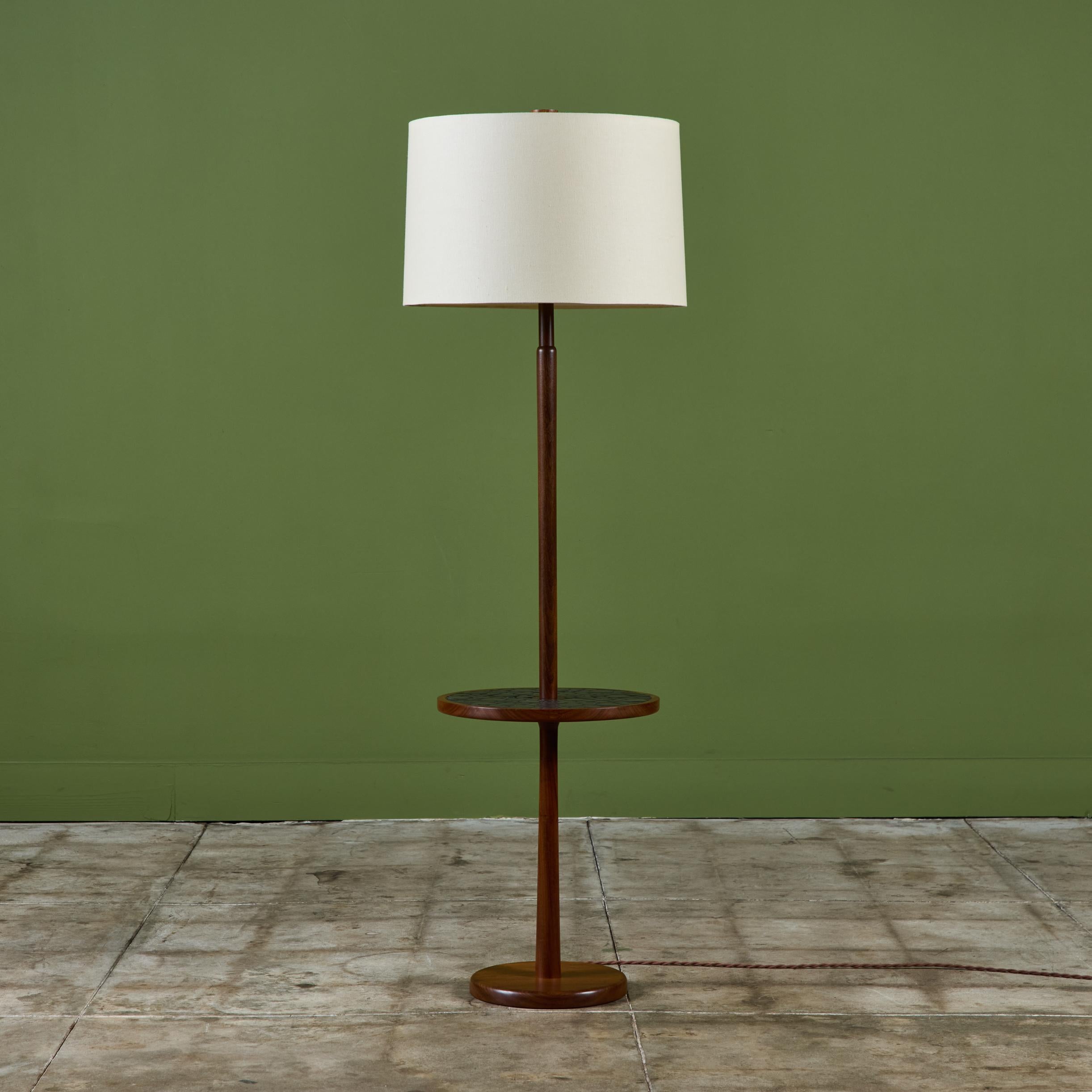 Gordon & Jane Martz Floor Lamp with Black Coin Tile Mosaic Side Table In Excellent Condition For Sale In Los Angeles, CA
