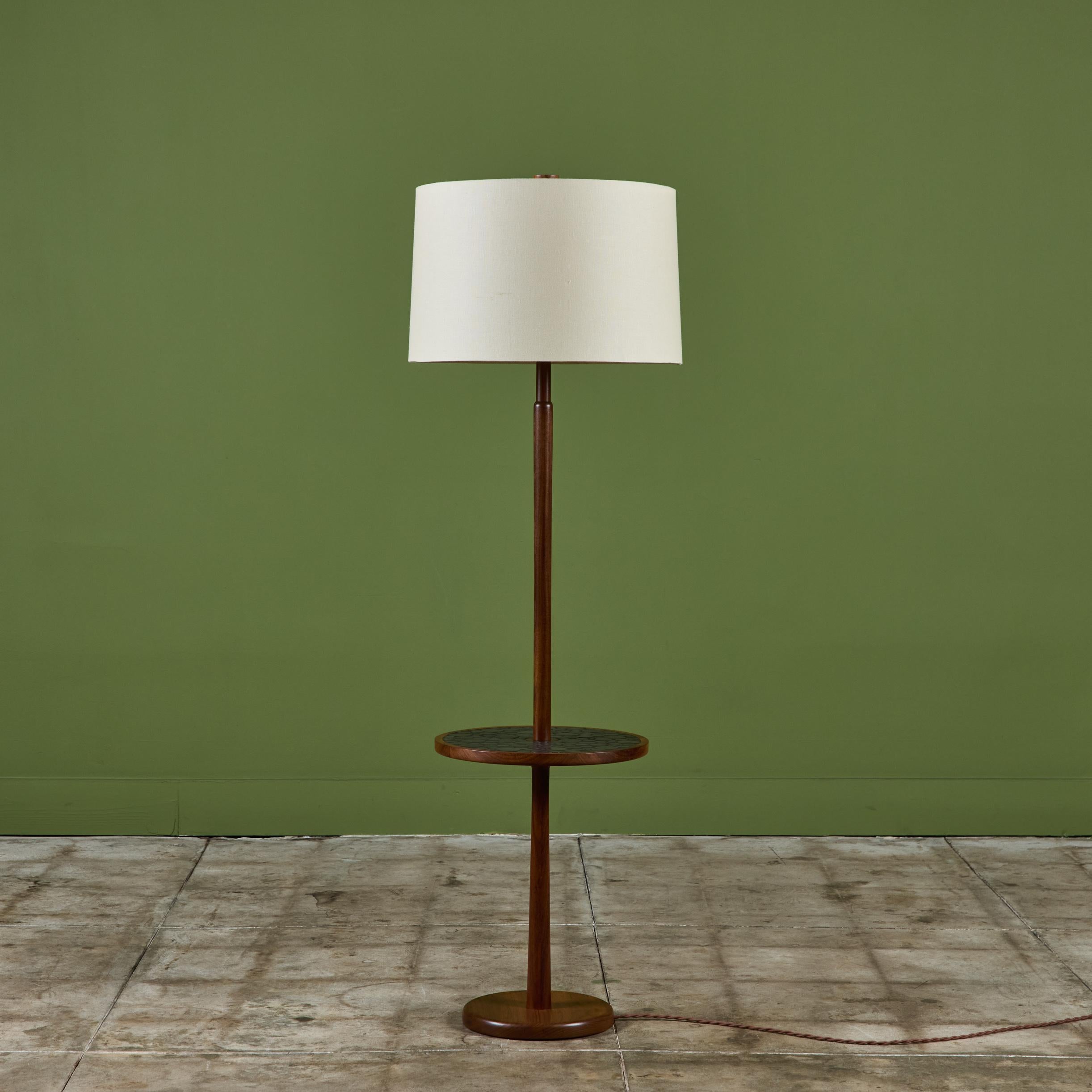 20th Century Gordon & Jane Martz Floor Lamp with Black Coin Tile Mosaic Side Table For Sale