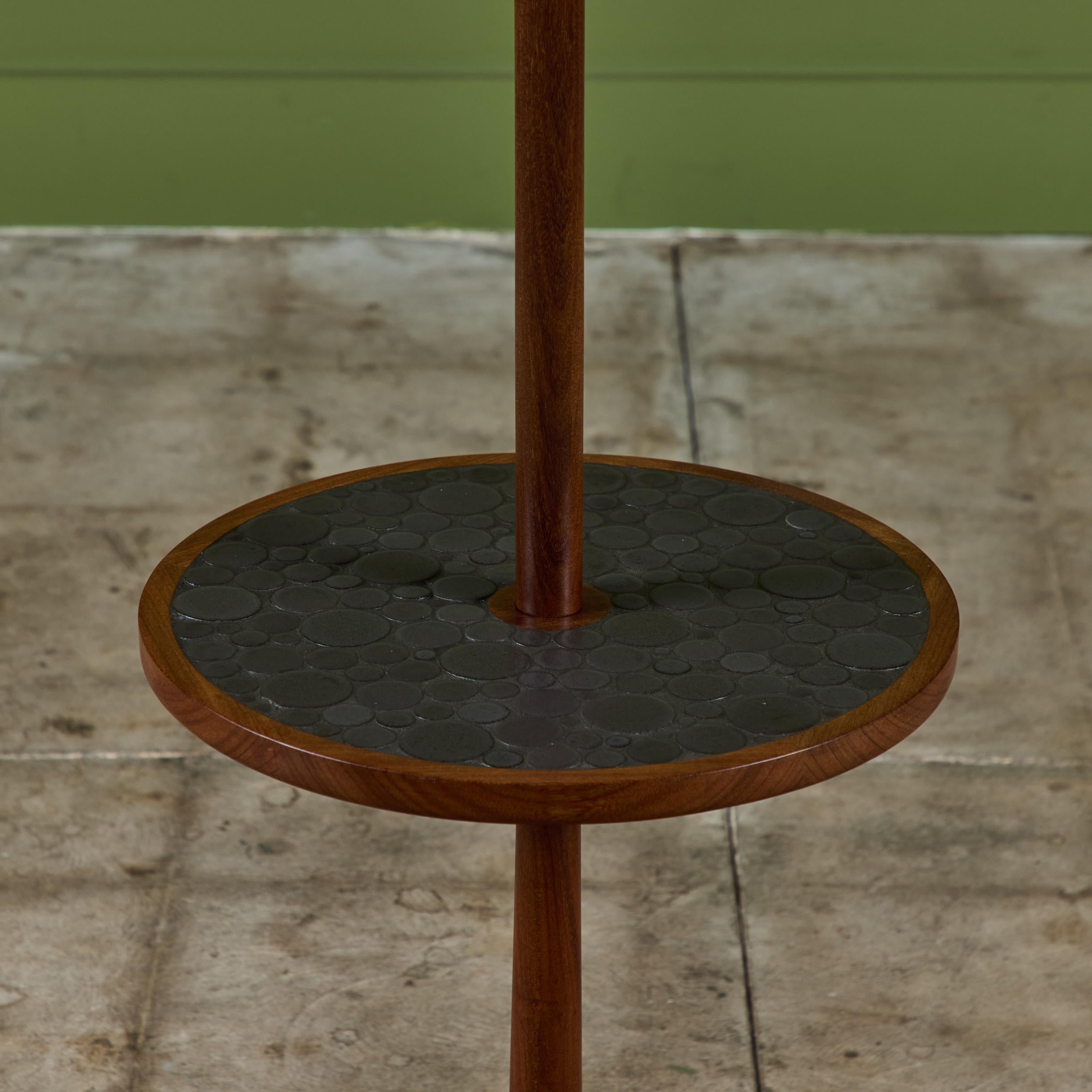 Gordon & Jane Martz Floor Lamp with Black Coin Tile Mosaic Side Table For Sale 1