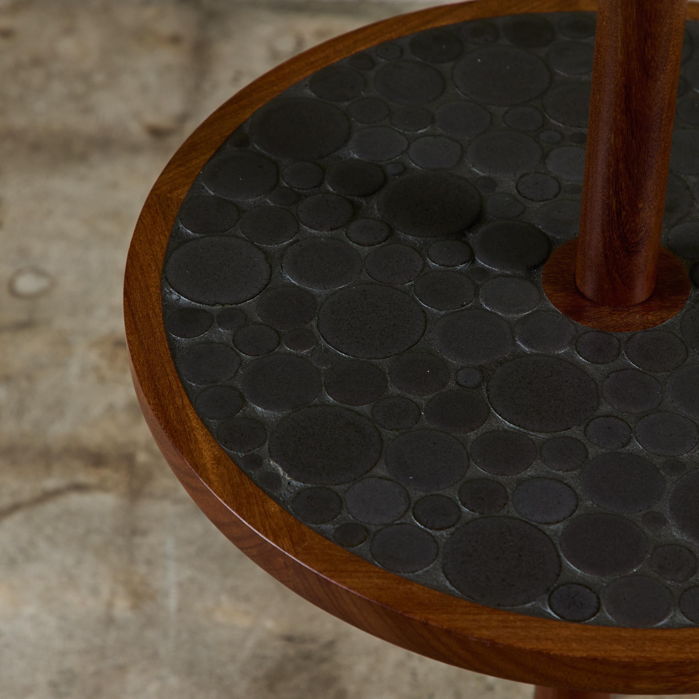 Gordon & Jane Martz Floor Lamp with Black Coin Tile Mosaic Side Table For Sale 2